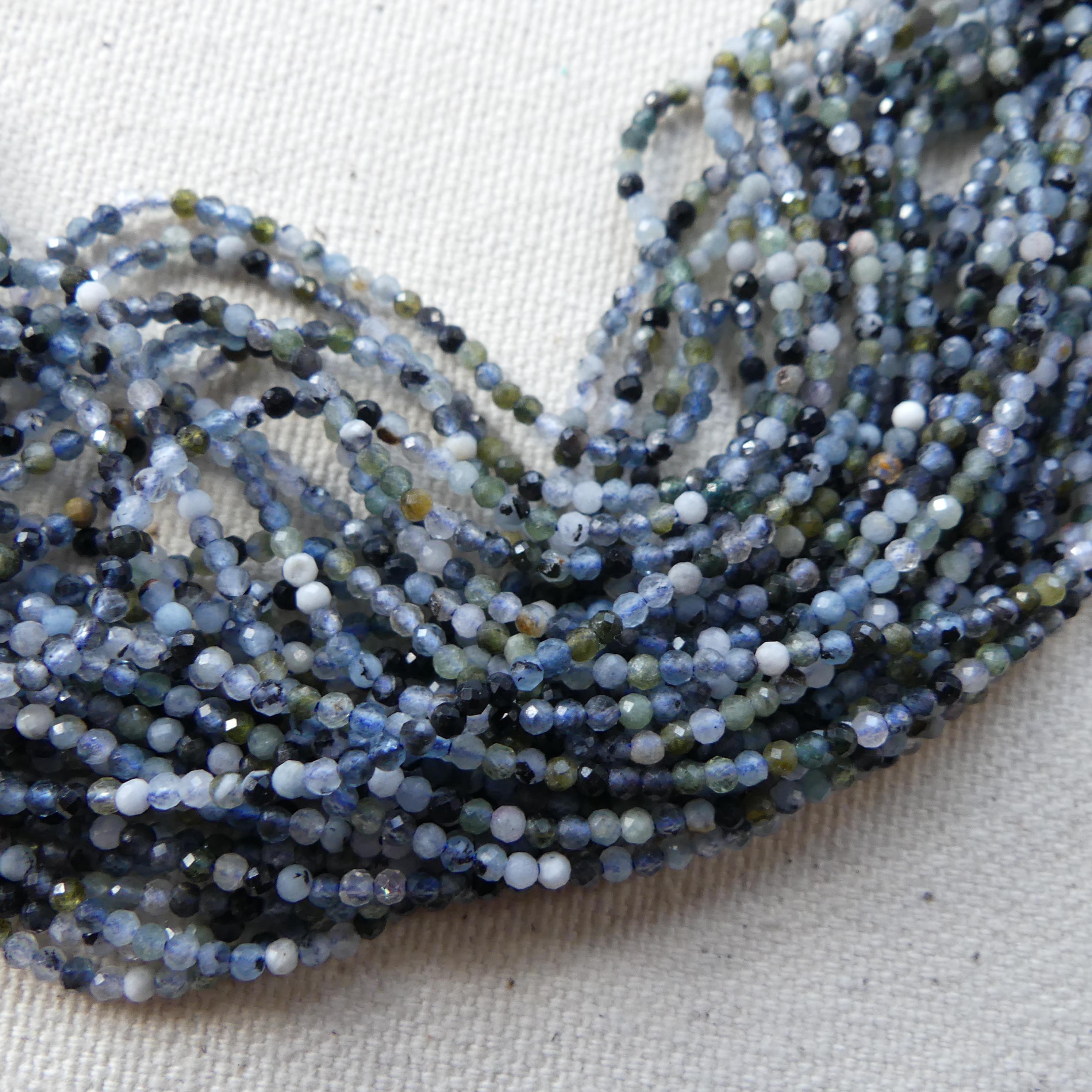 1.9mm Natural Aquamarine Beads with Tourmaline 15" Genuine Gemstone Beads for Jewelry Making Beading Craft Gift Beads March Birthstone