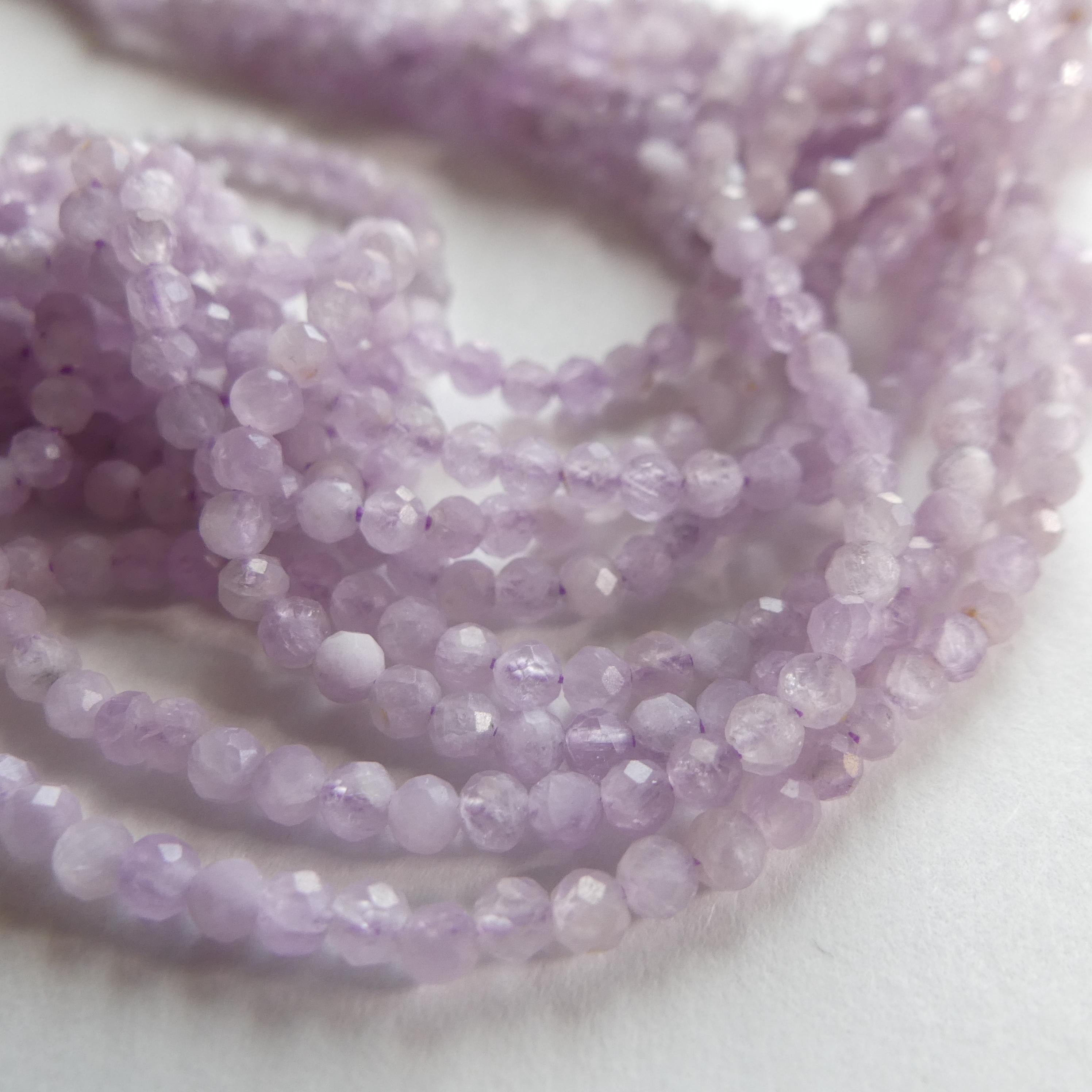 3mm AAA Kunzite Micro Faceted Beads Genuine Lilac Kunzite Beads 15" Sparkly Gemstone Beads for Jewelry Making