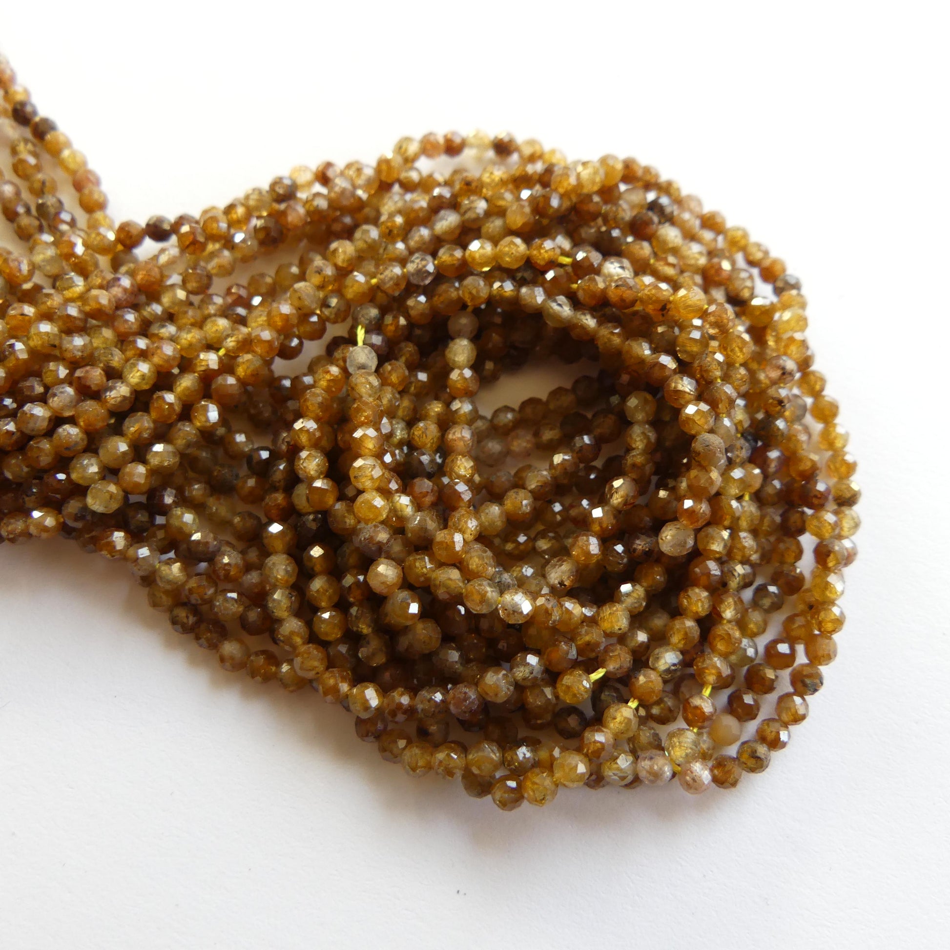 2.5mm Yellow Sapphire Micro Faceted Beads Genuine Small Beads 15" September Birthstone Beads Gemstone Beads for Jewelry Making