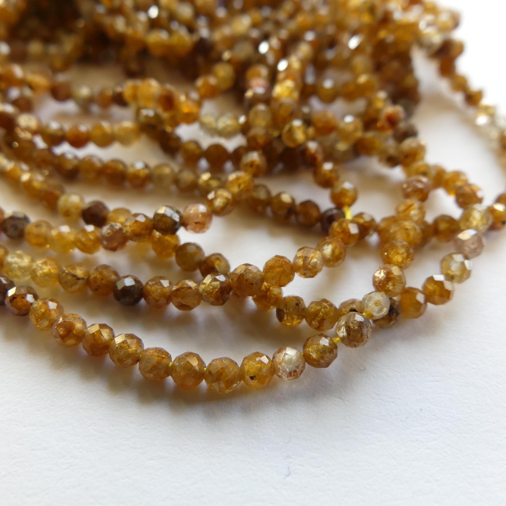 2.5mm Yellow Sapphire Micro Faceted Beads Genuine Small Beads 15" September Birthstone Beads Gemstone Beads for Jewelry Making