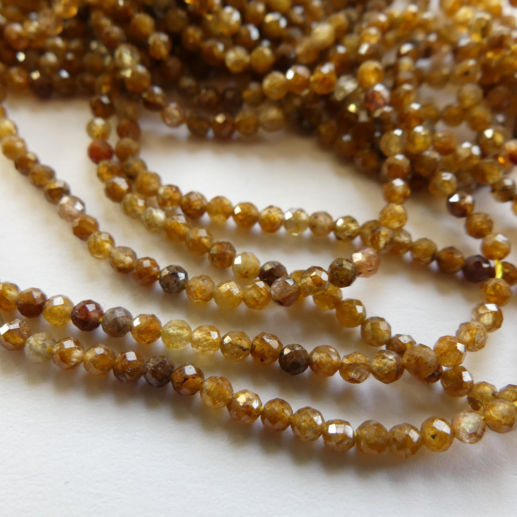 2.5mm Yellow Sapphire Micro Faceted Beads Genuine Small Beads 15" September Birthstone Beads Gemstone Beads for Jewelry Making