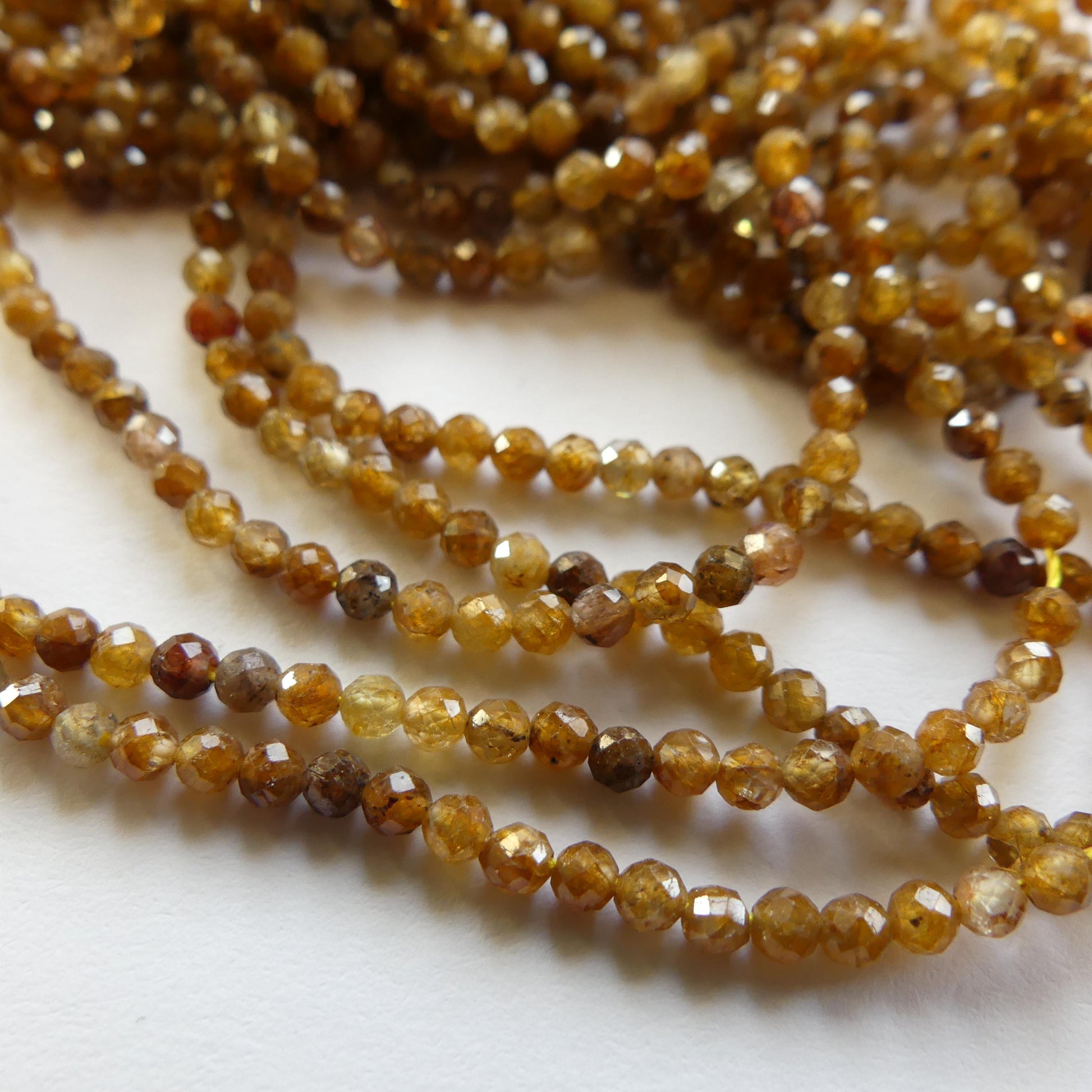 2.5mm Yellow Sapphire Micro Faceted Beads Genuine Small Beads 15" September Birthstone Beads Gemstone Beads for Jewelry Making