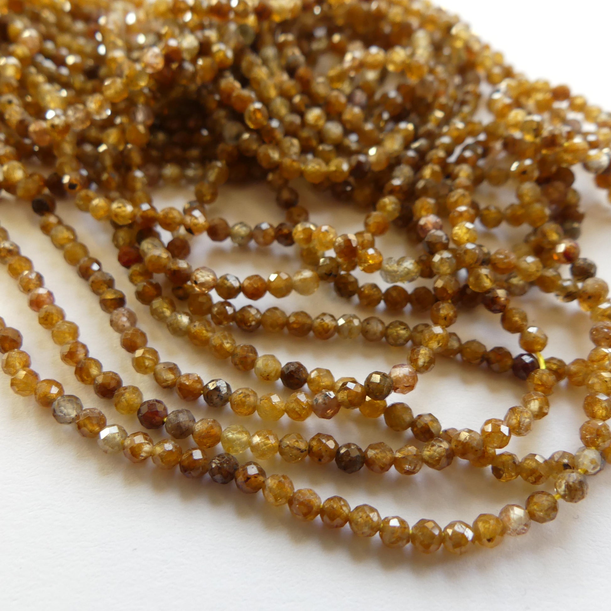2.5mm Yellow Sapphire Micro Faceted Beads Genuine Small Beads 15" September Birthstone Beads Gemstone Beads for Jewelry Making