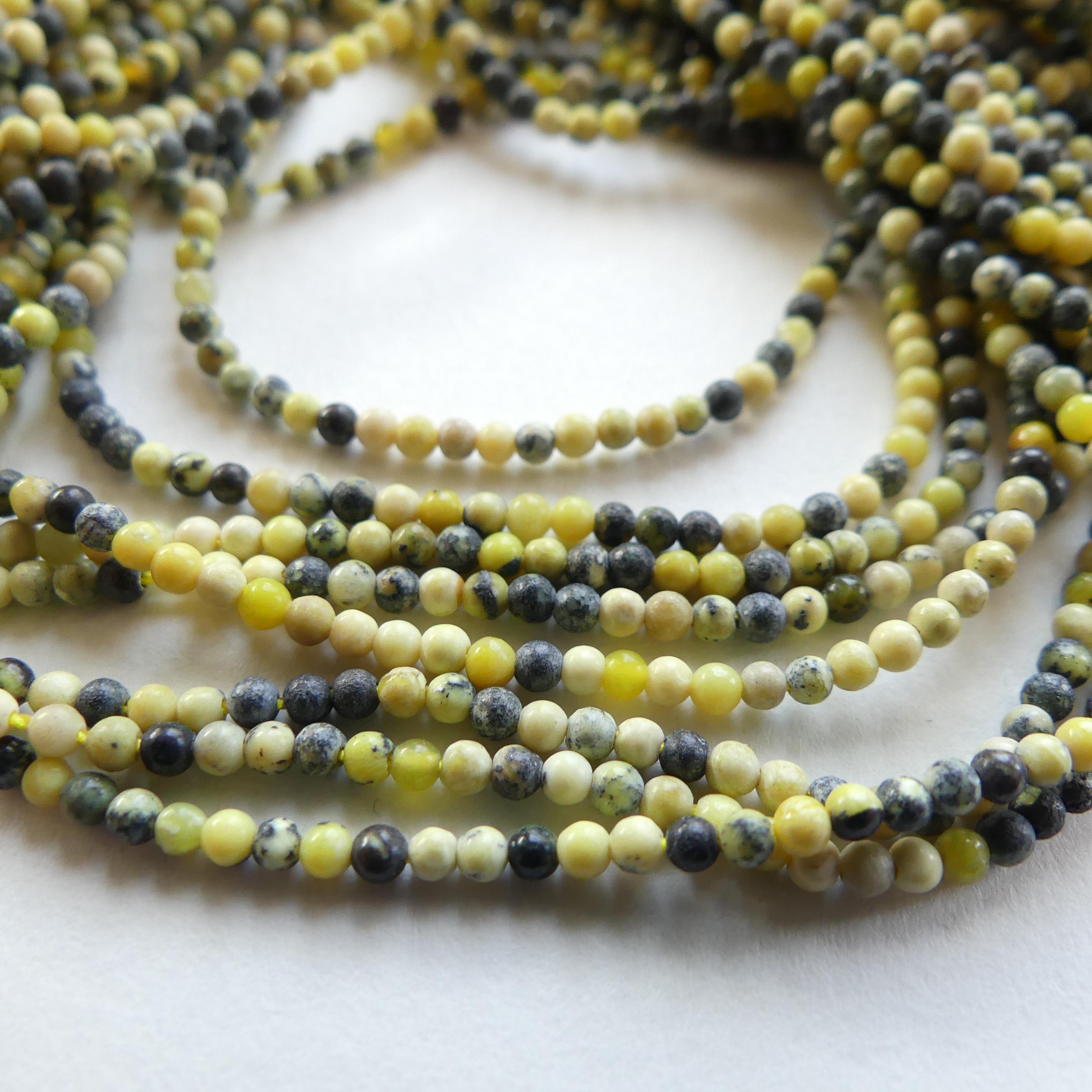 2mm Yellow Serpentine Beads Lizardite Smooth Beads 15" Yellow Genuine Gemstone Beads for Jewelry Making Beading Craft Gift