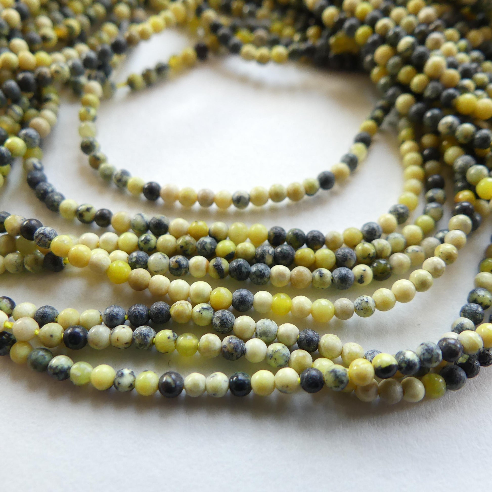2mm Yellow Serpentine Beads Lizardite Smooth Beads 15" Yellow Genuine Gemstone Beads for Jewelry Making Beading Craft Gift