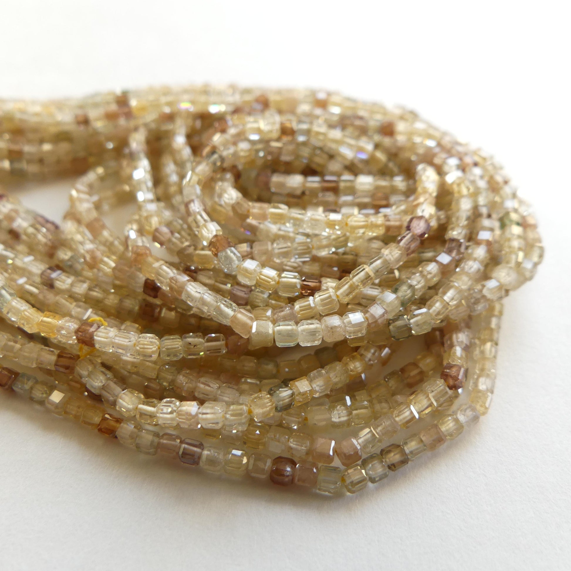 2mm Natural Zircon Micro Faceted Cube Beads Genuine Zircon 15.5" Transparent Sparkly Gemstone Beads for Jewelry Making Beading Gift Crafter