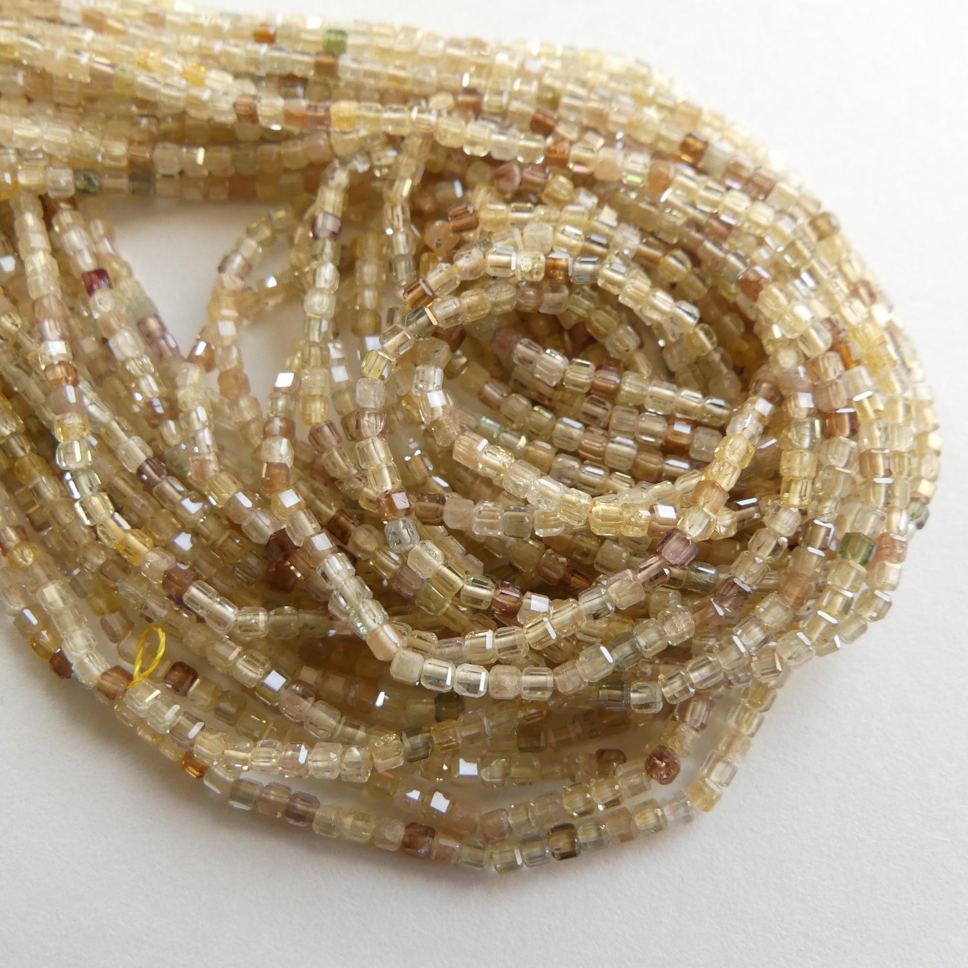 2mm Natural Zircon Micro Faceted Cube Beads Genuine Zircon 15.5" Transparent Sparkly Gemstone Beads for Jewelry Making Beading Gift Crafter