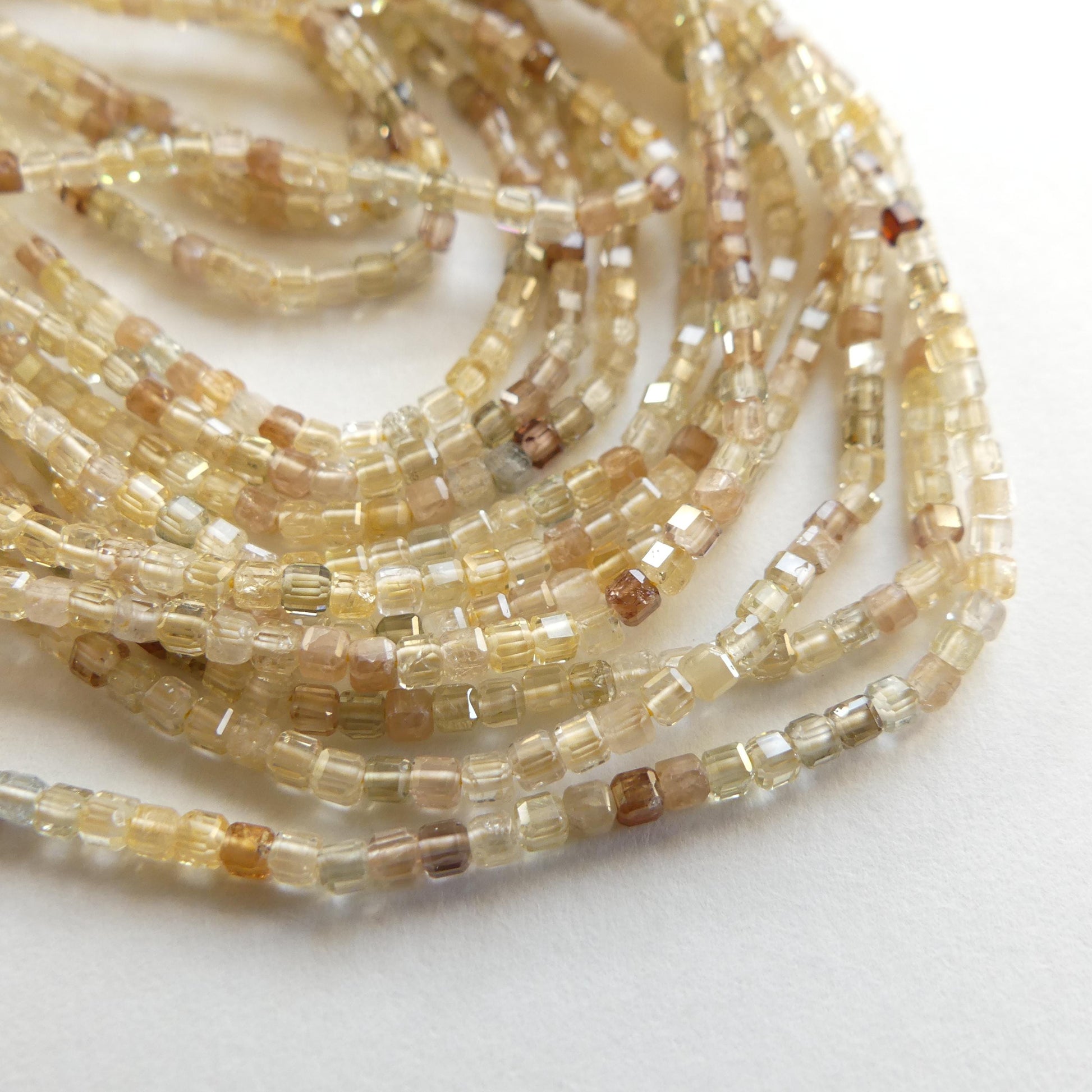 2mm Natural Zircon Micro Faceted Cube Beads Genuine Zircon 15.5" Transparent Sparkly Gemstone Beads for Jewelry Making Beading Gift Crafter
