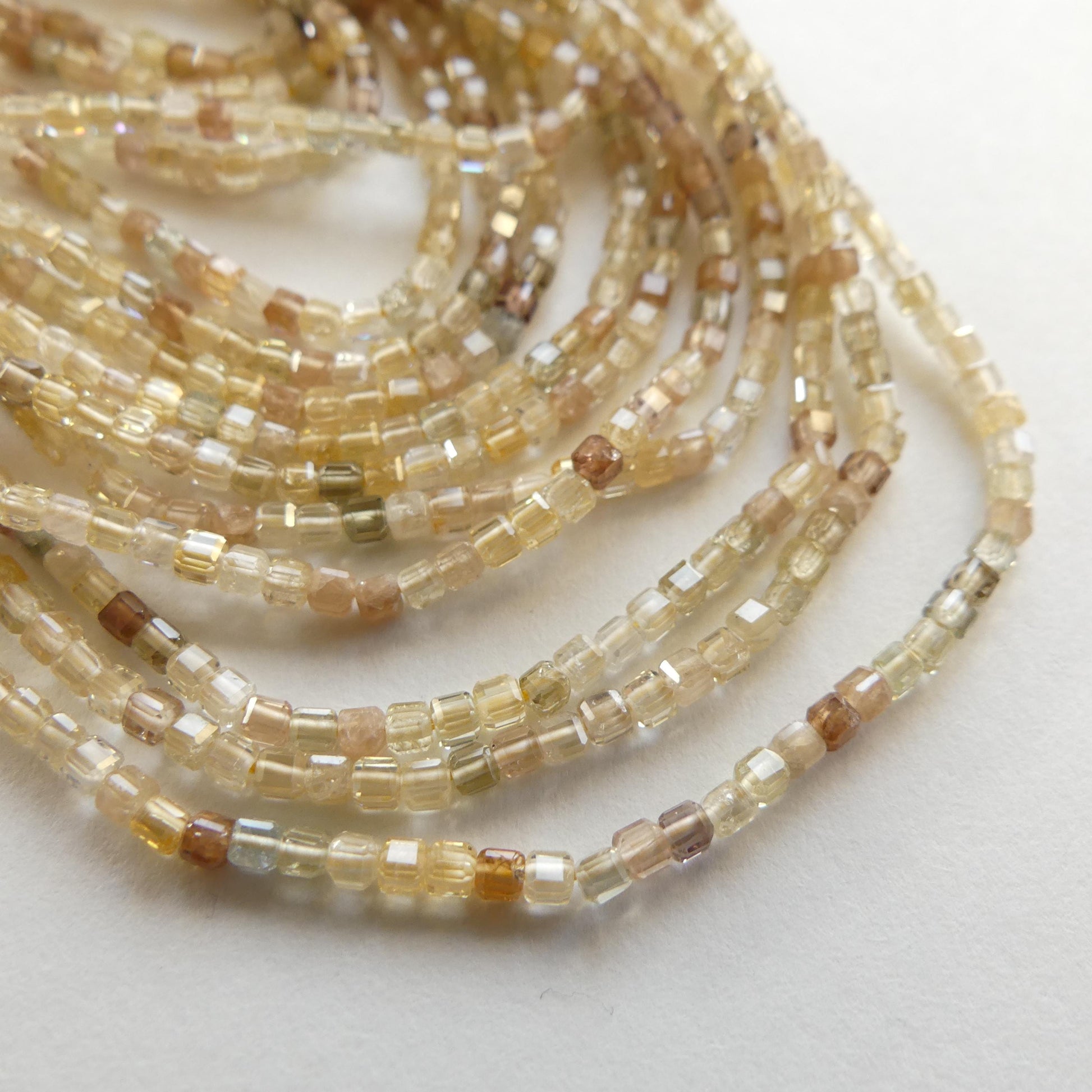 2mm Natural Zircon Micro Faceted Cube Beads Genuine Zircon 15.5" Transparent Sparkly Gemstone Beads for Jewelry Making Beading Gift Crafter