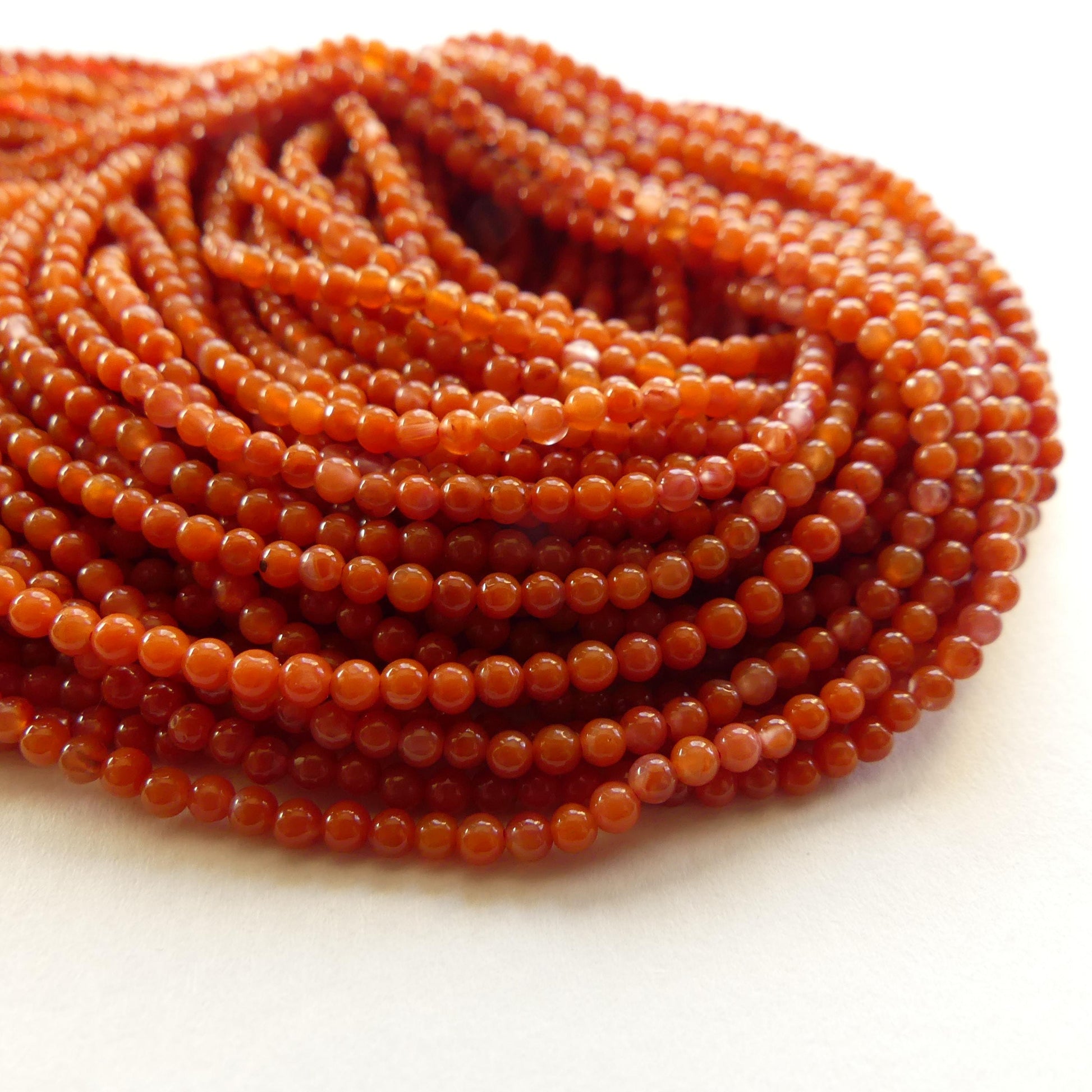 2.5mm Natural AAA Orange Carnelian Smooth Beads 15" Genuine Gemstone Beads for Jewelry Making Beading Craft Gift Beads Self-Love Abundance