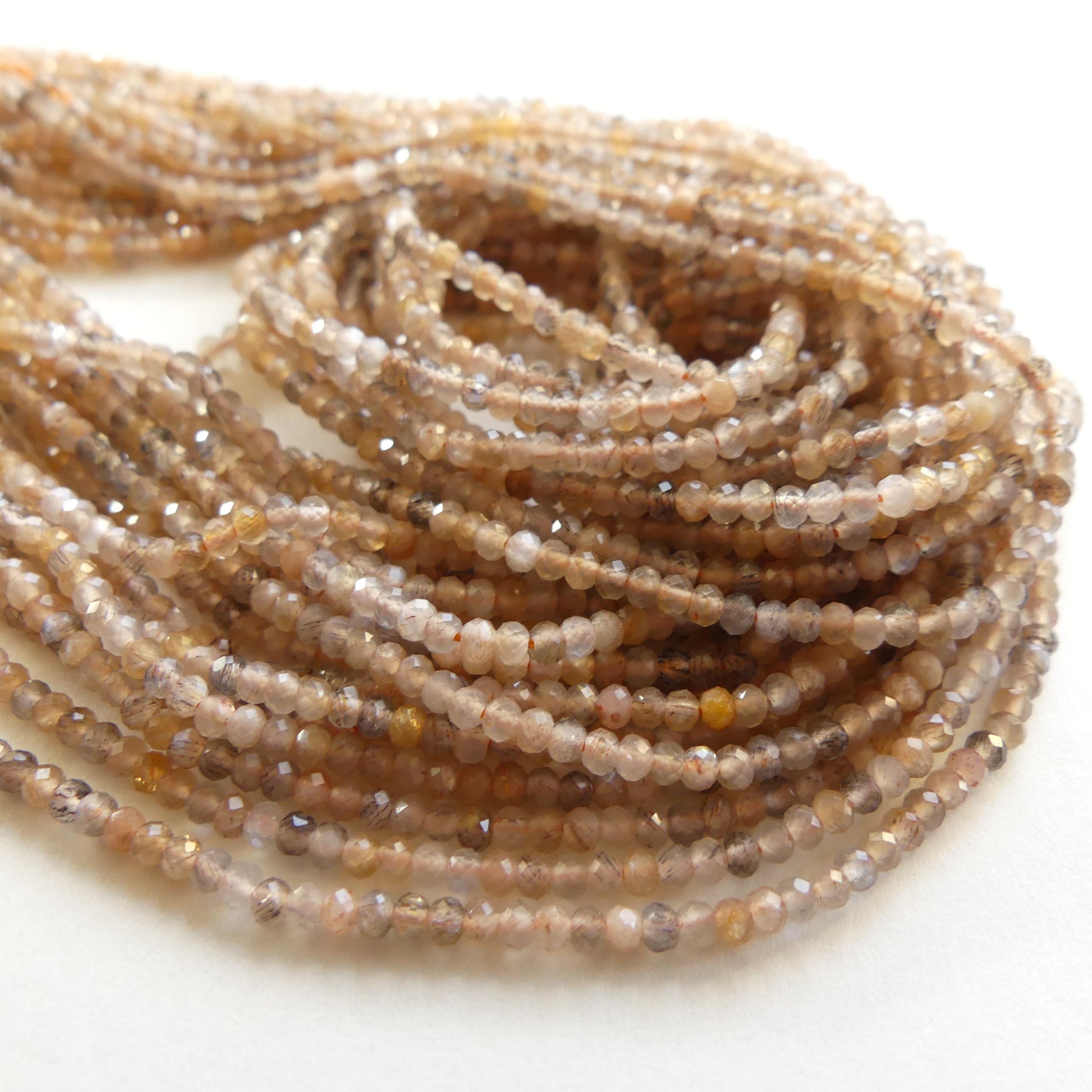 2mm Natural Multi Sunstone Faceted Rondel Beads 15" Genuine Gemstone Beads for Jewelry Making Beading Craft Gift Beads Self-Love Abundance