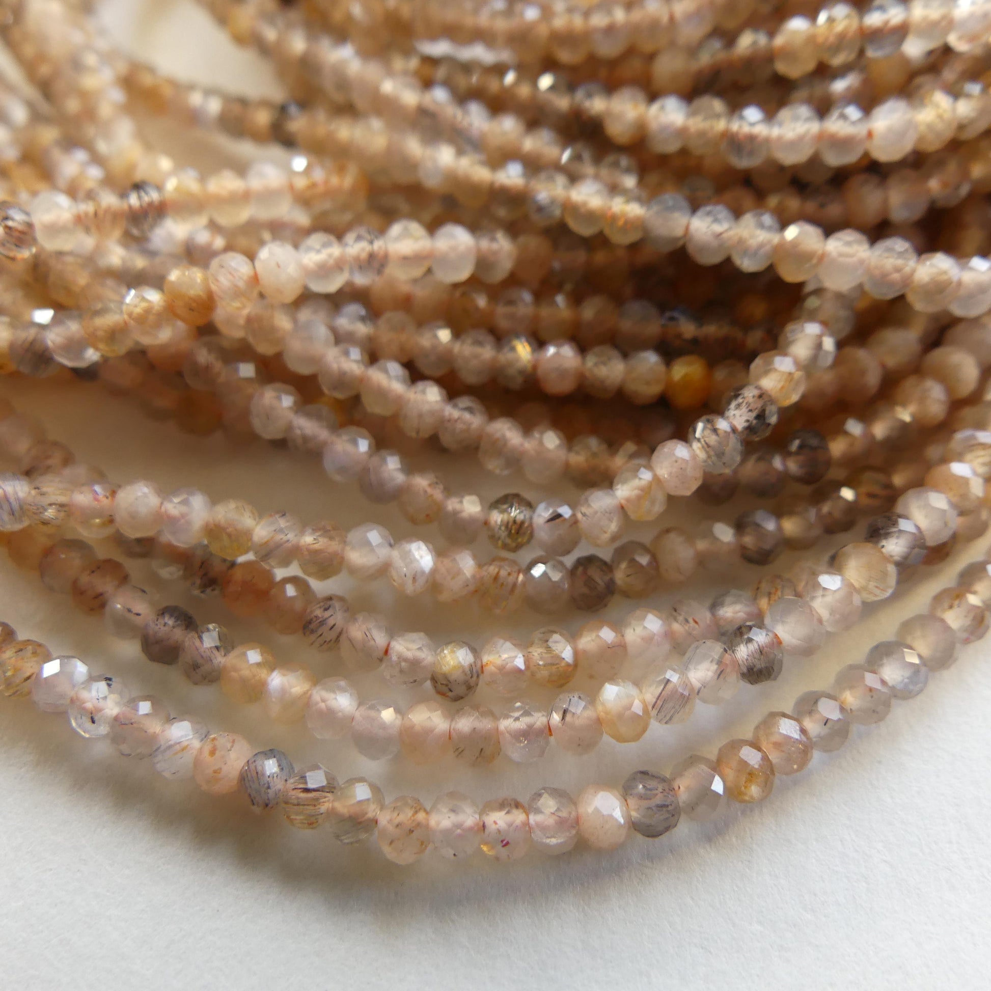2mm Natural Multi Sunstone Faceted Rondel Beads 15" Genuine Gemstone Beads for Jewelry Making Beading Craft Gift Beads Self-Love Abundance