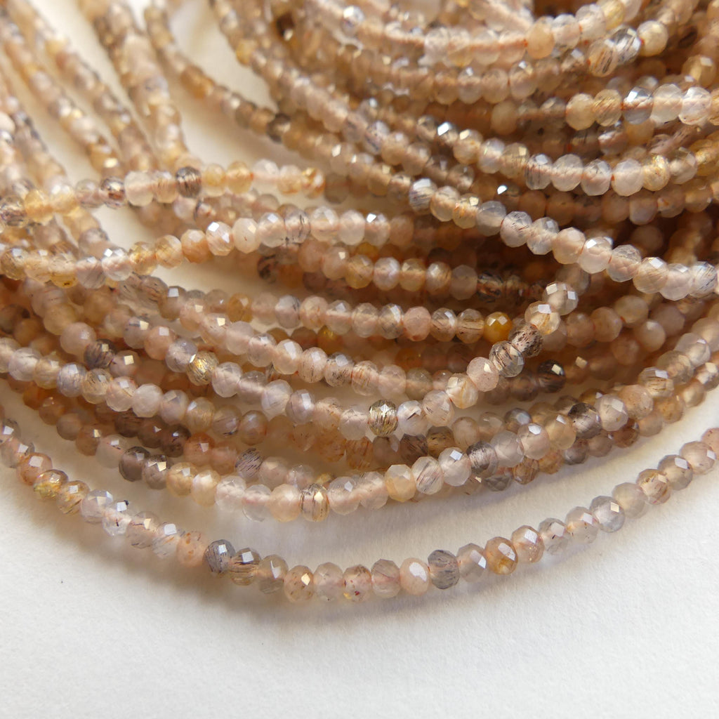 2mm Natural Multi Sunstone Faceted Rondel Beads 15" Genuine Gemstone Beads for Jewelry Making Beading Craft Gift Beads Self-Love Abundance