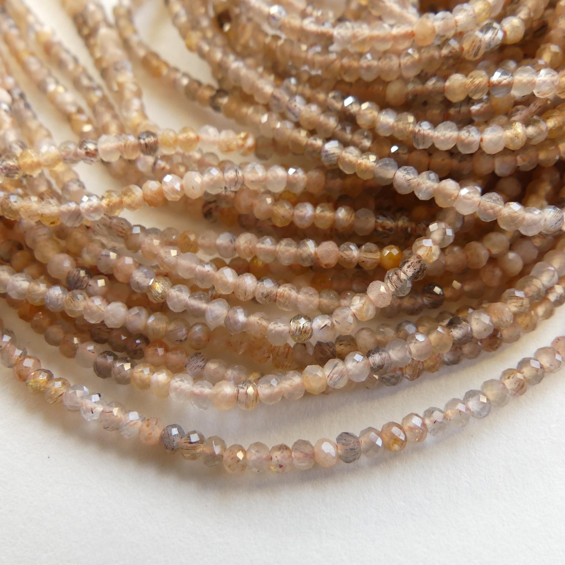 2mm Natural Multi Sunstone Faceted Rondel Beads 15" Genuine Gemstone Beads for Jewelry Making Beading Craft Gift Beads Self-Love Abundance