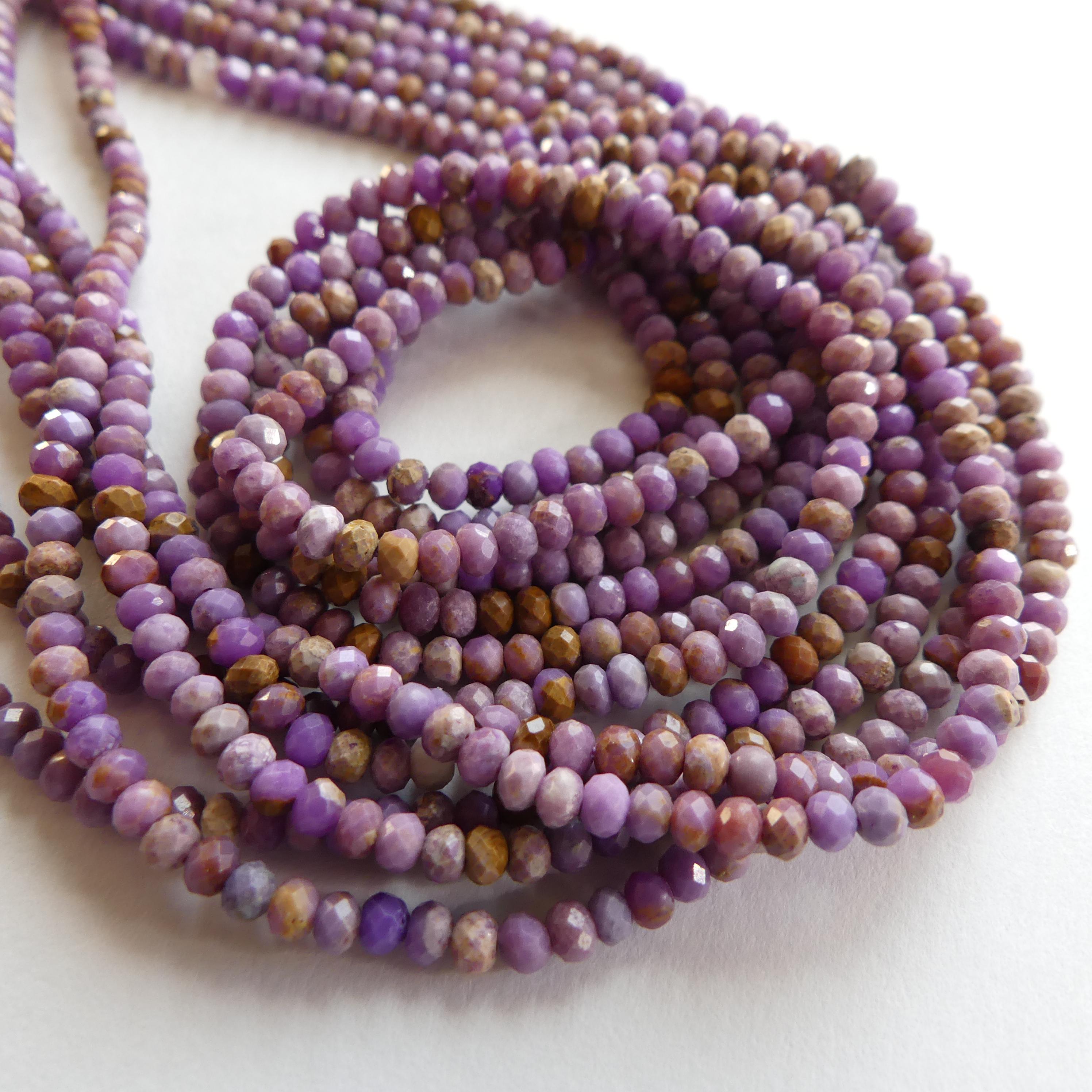 3mm Phosphosiderite Beads 3x2mm Micro Faceted Rondele Beads 15" Gemstone Beads Beading Crafter Gift DIY Jewelry Making