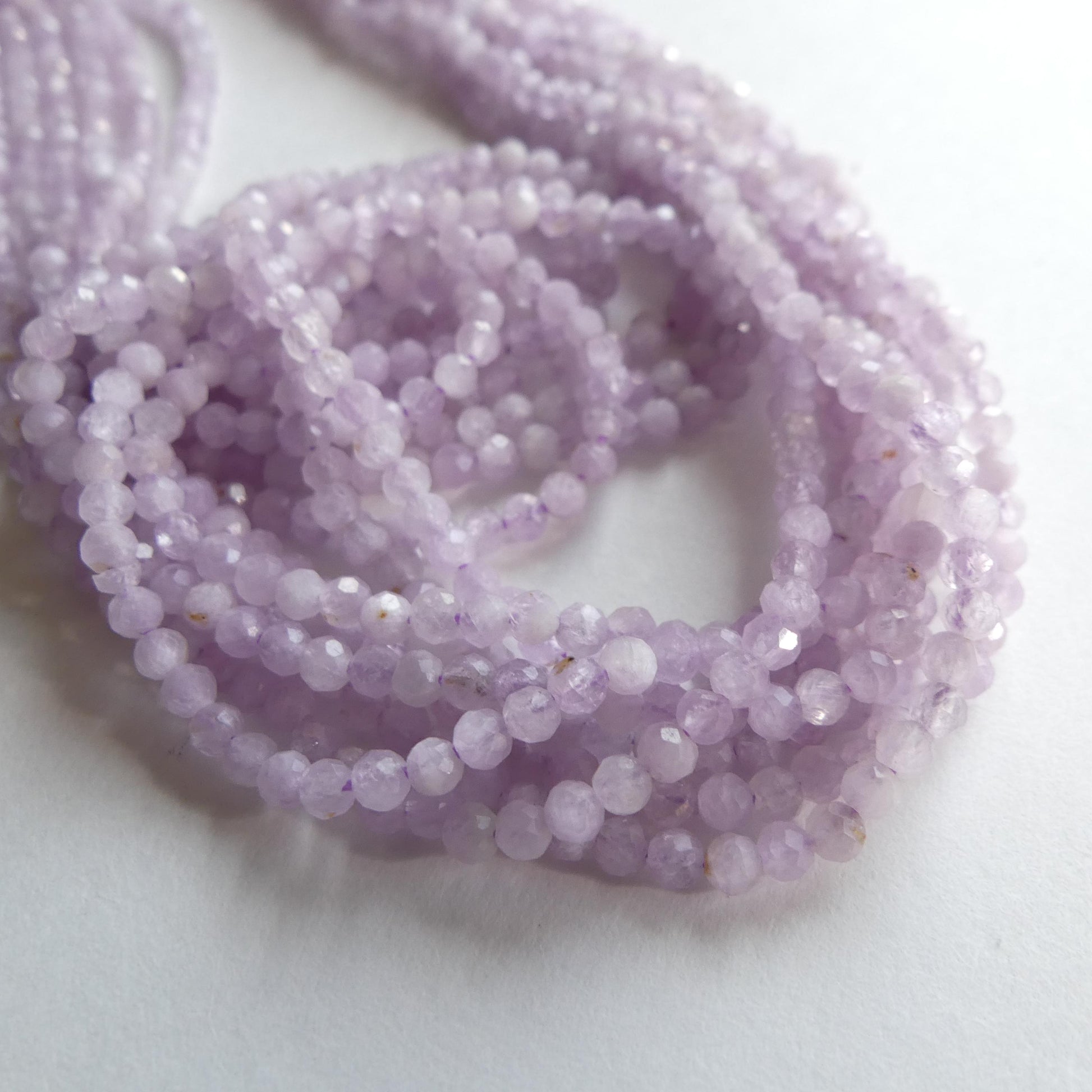 3mm AAA Kunzite Micro Faceted Beads Genuine Lilac Kunzite Beads 15" Sparkly Gemstone Beads for Jewelry Making