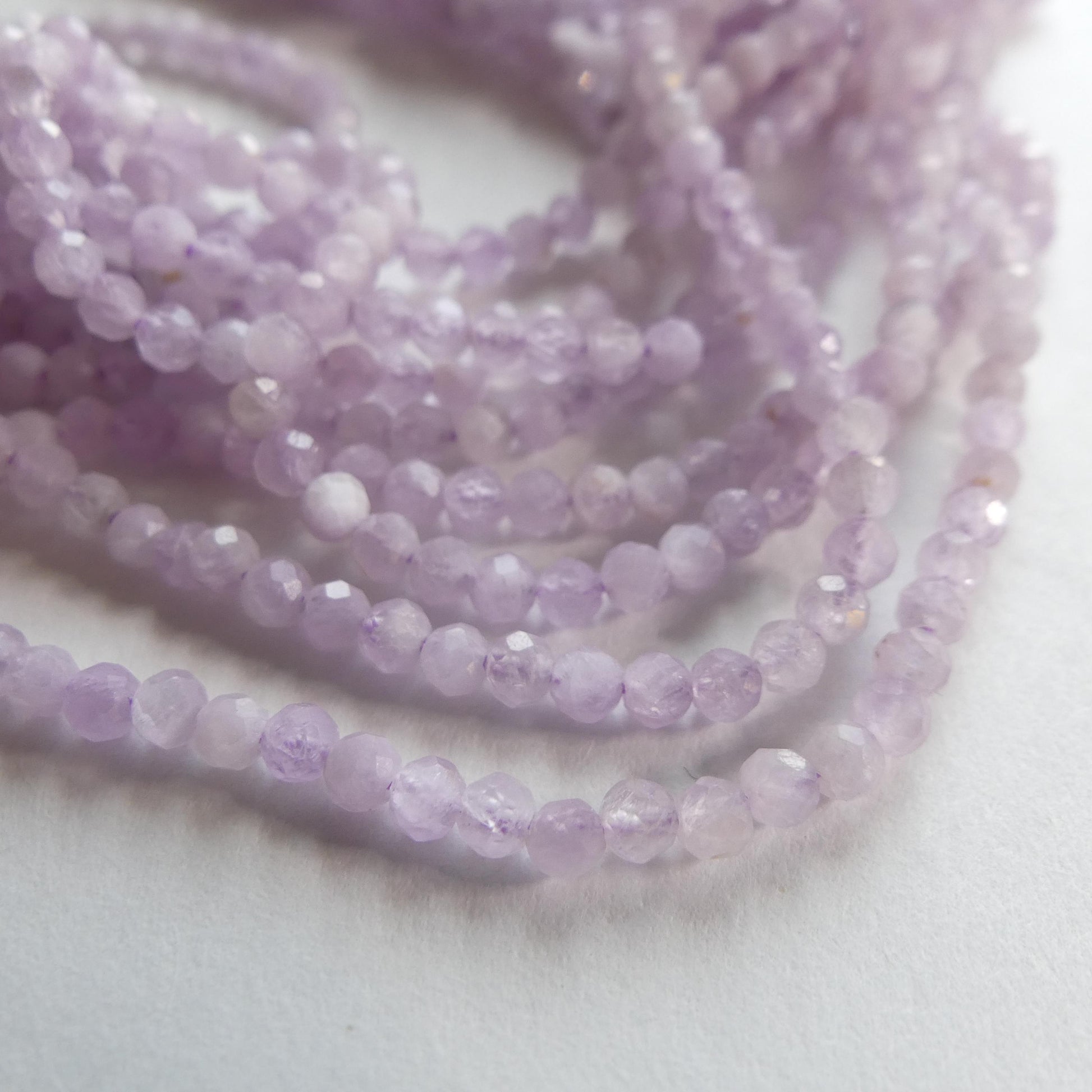3mm AAA Kunzite Micro Faceted Beads Genuine Lilac Kunzite Beads 15" Sparkly Gemstone Beads for Jewelry Making