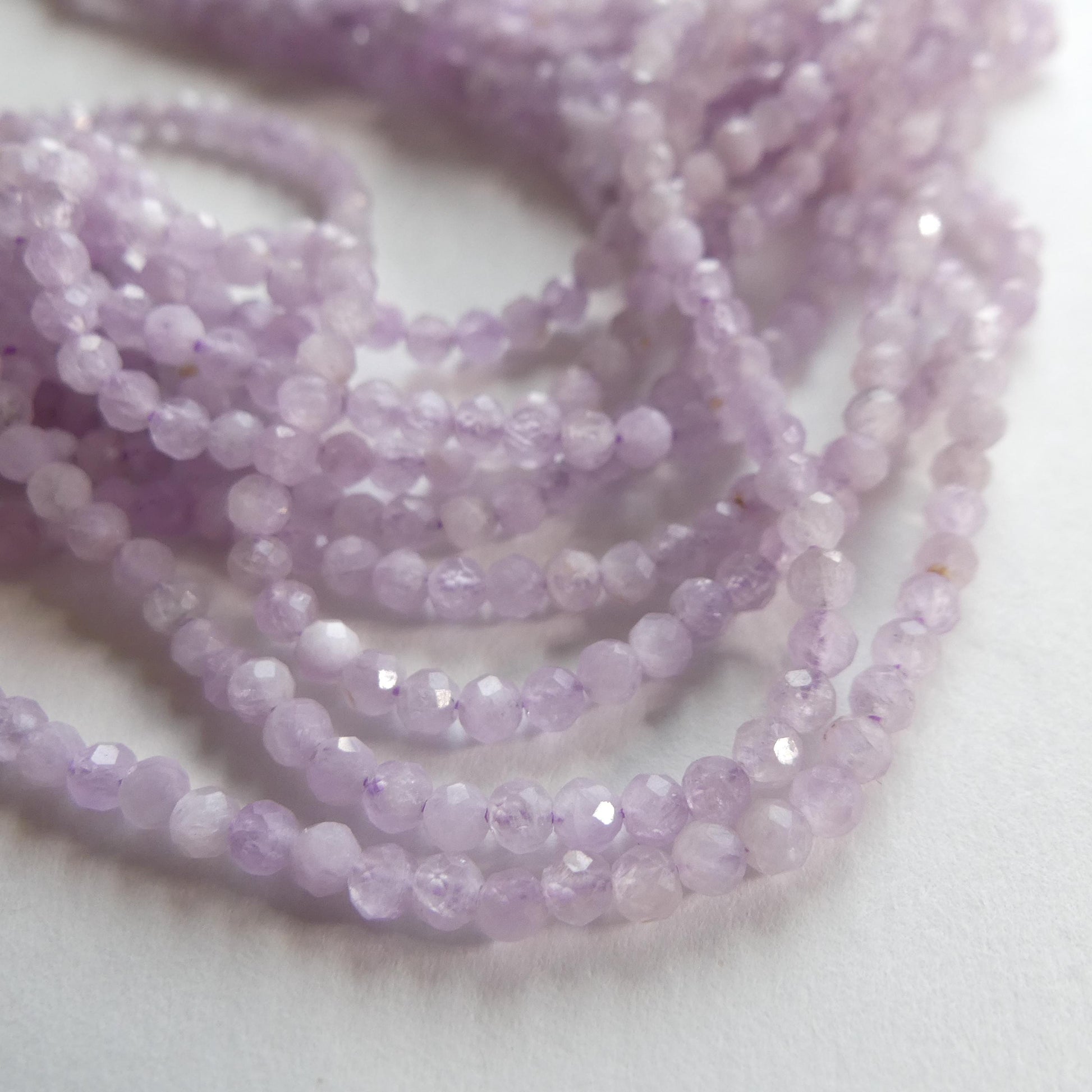 3mm AAA Kunzite Micro Faceted Beads Genuine Lilac Kunzite Beads 15" Sparkly Gemstone Beads for Jewelry Making