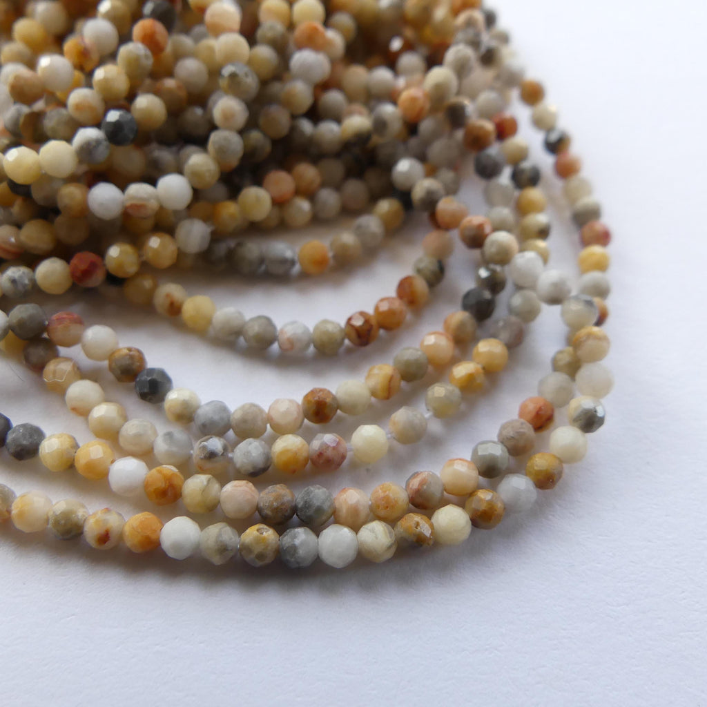 2mm Crazy Agate Micro Faceted Beads 15" Yellow Genuine Gemstone Beads for Jewelry Making Beading Craft Gift