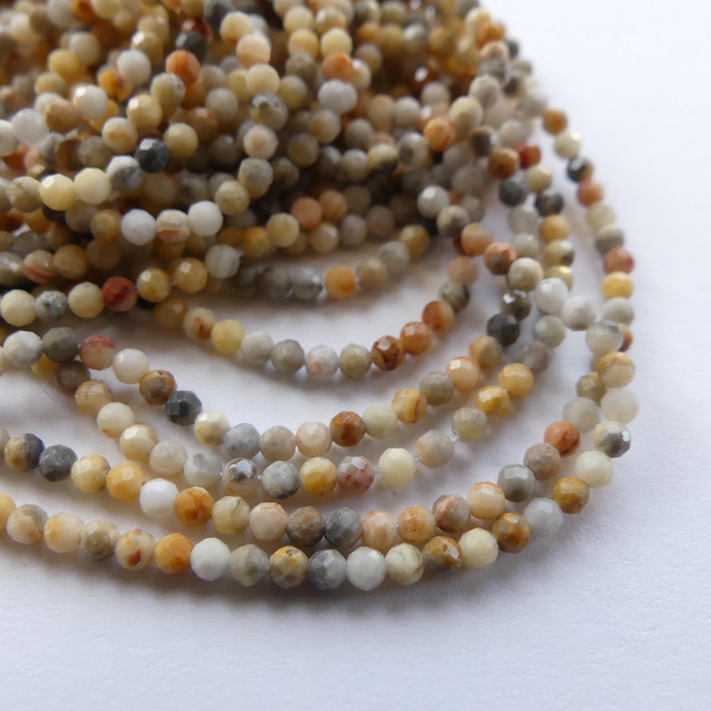 2mm Crazy Agate Micro Faceted Beads 15" Yellow Genuine Gemstone Beads for Jewelry Making Beading Craft Gift