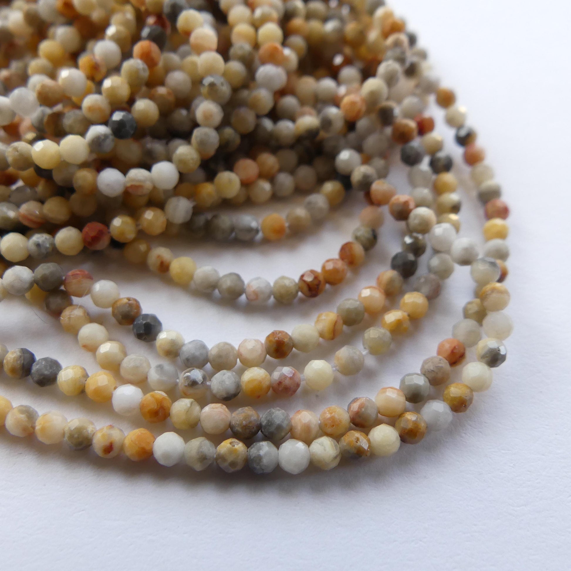 2mm Crazy Agate Micro Faceted Beads 15" Yellow Genuine Gemstone Beads for Jewelry Making Beading Craft Gift
