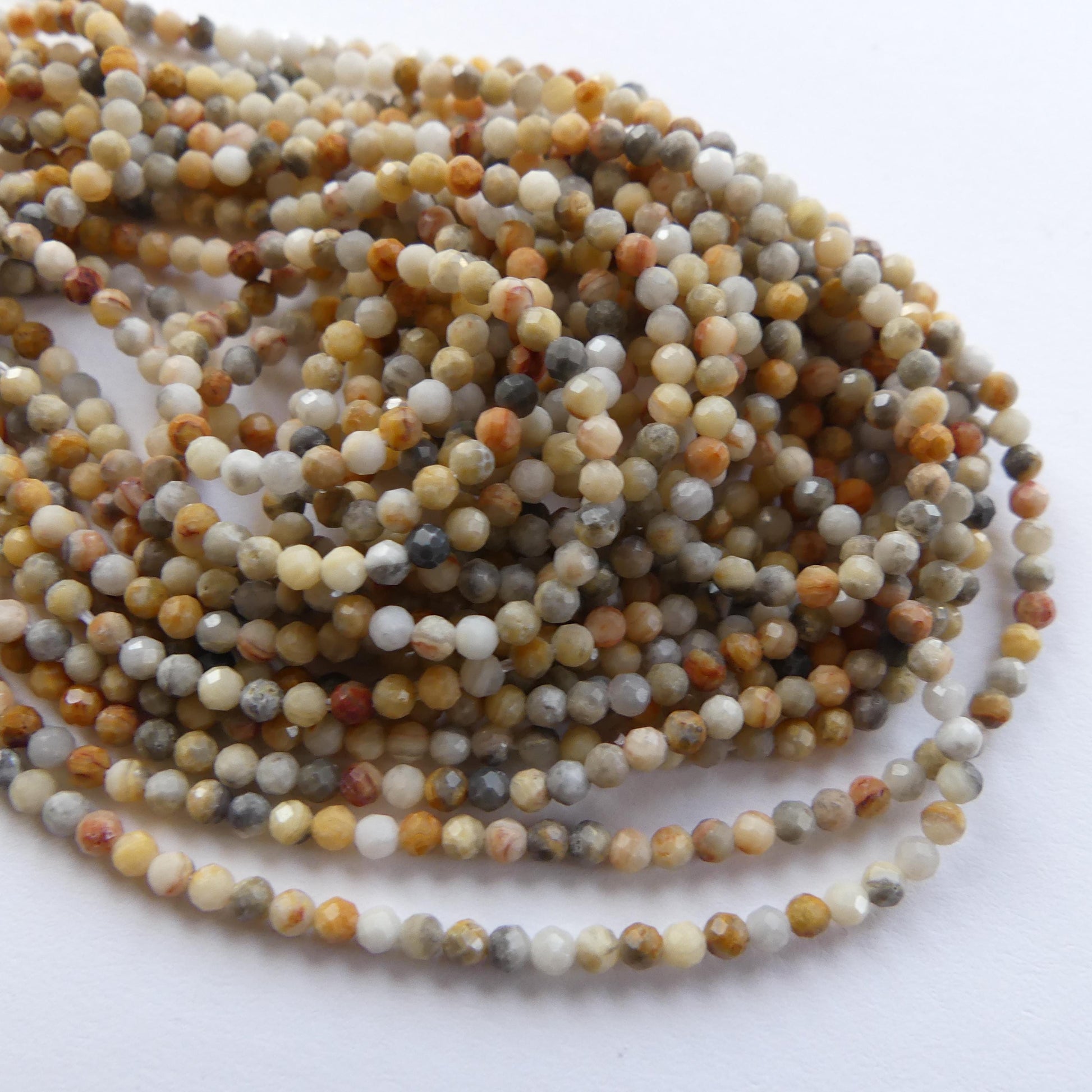 2mm Crazy Agate Micro Faceted Beads 15" Yellow Genuine Gemstone Beads for Jewelry Making Beading Craft Gift