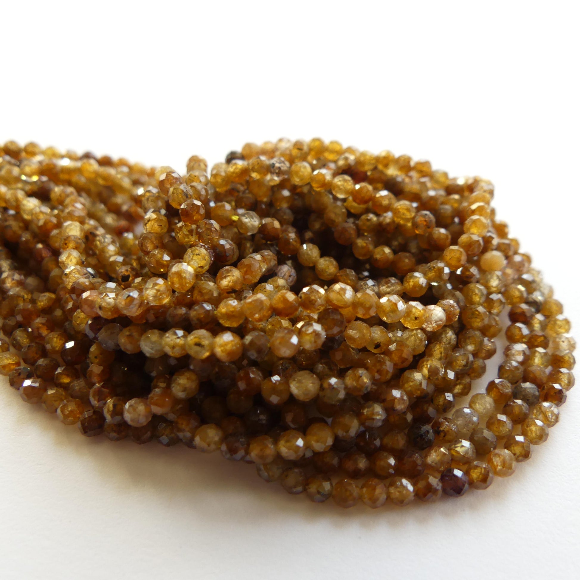 2.5mm Yellow Sapphire Micro Faceted Beads Genuine Small Beads 15" September Birthstone Beads Gemstone Beads for Jewelry Making