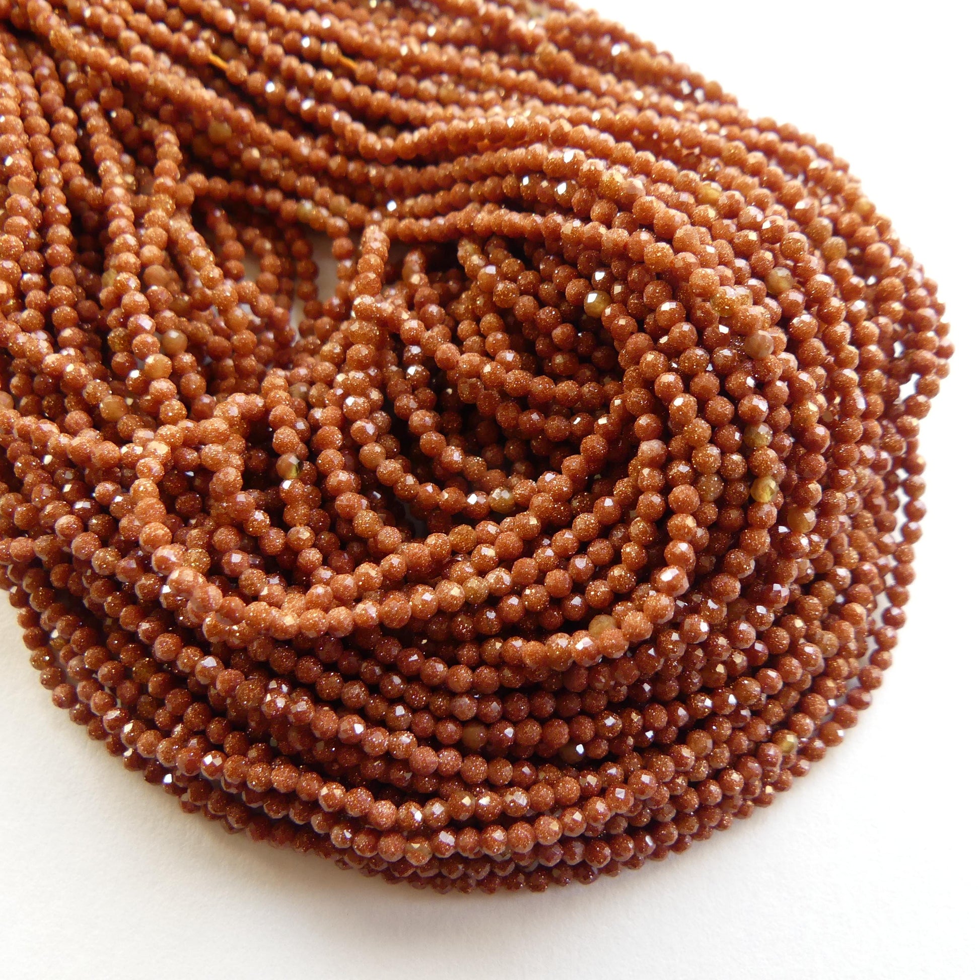 2mm Goldstone Faceted Beads 15" Orange Red Genuine Sparkly Sandstone Gemstone Beads Jewelry Making Beading Craft Gift Self Love Abundance
