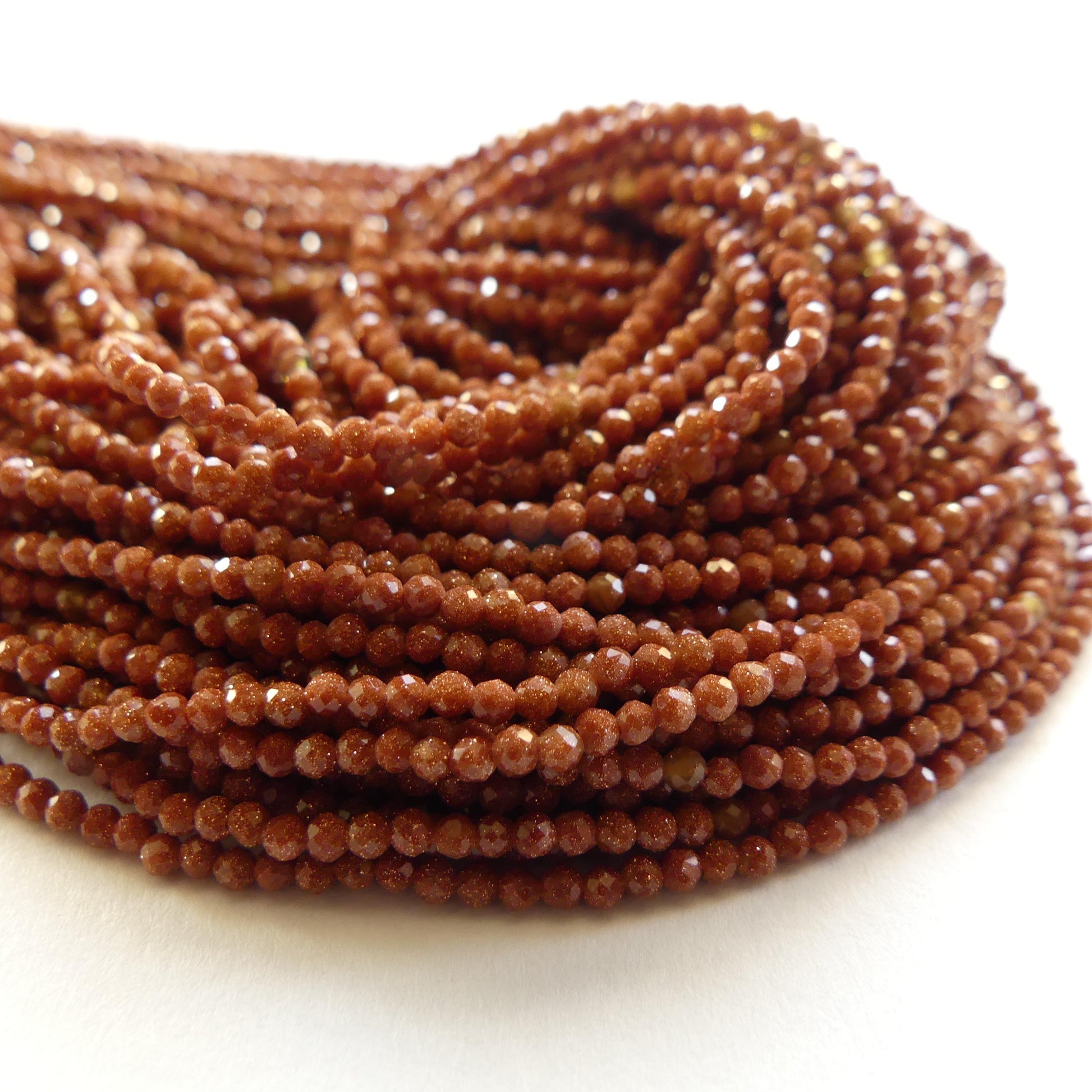 2mm Goldstone Faceted Beads 15" Orange Red Genuine Sparkly Sandstone Gemstone Beads Jewelry Making Beading Craft Gift Self Love Abundance