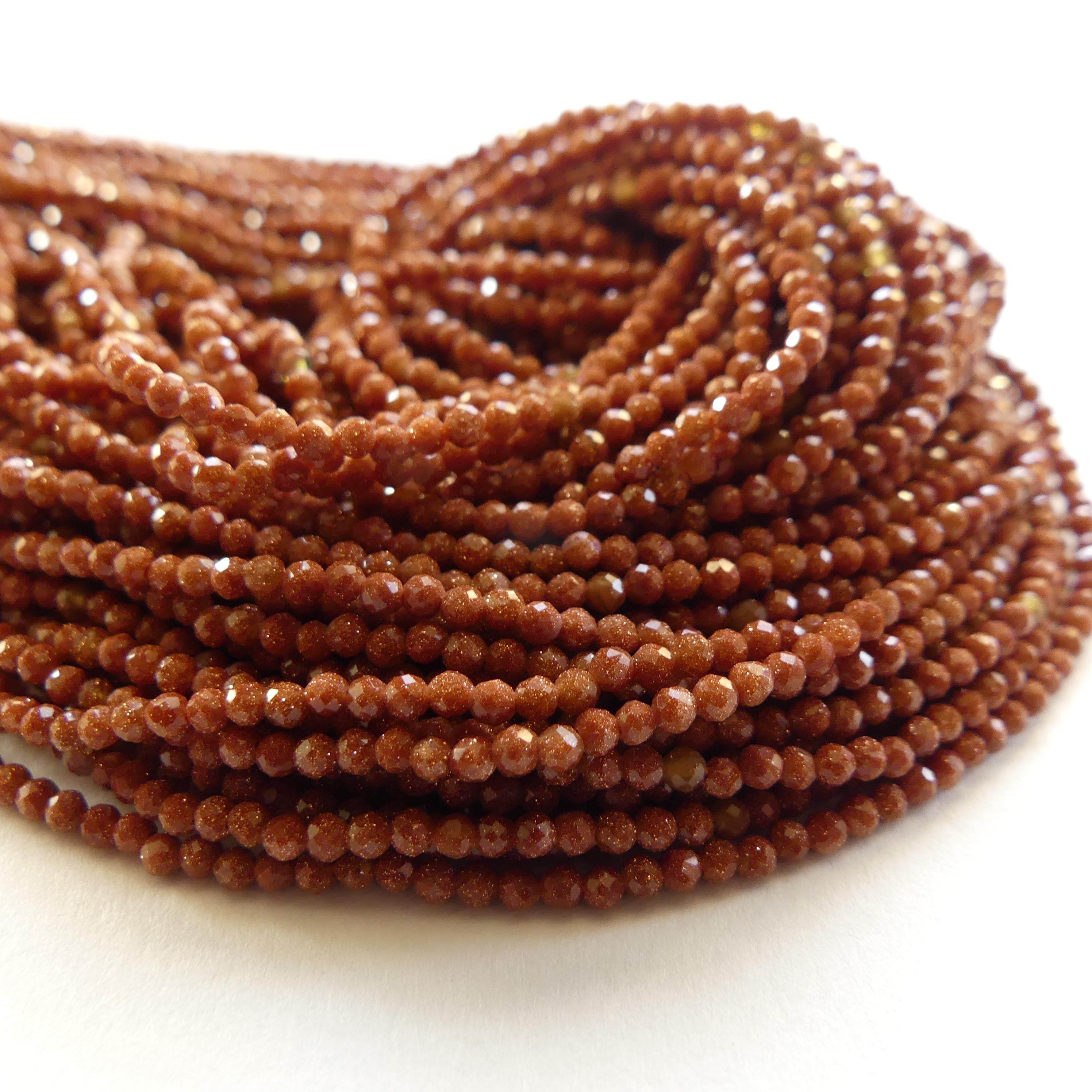2mm Goldstone Faceted Beads 15" Orange Red Genuine Sparkly Sandstone Gemstone Beads Jewelry Making Beading Craft Gift Self Love Abundance