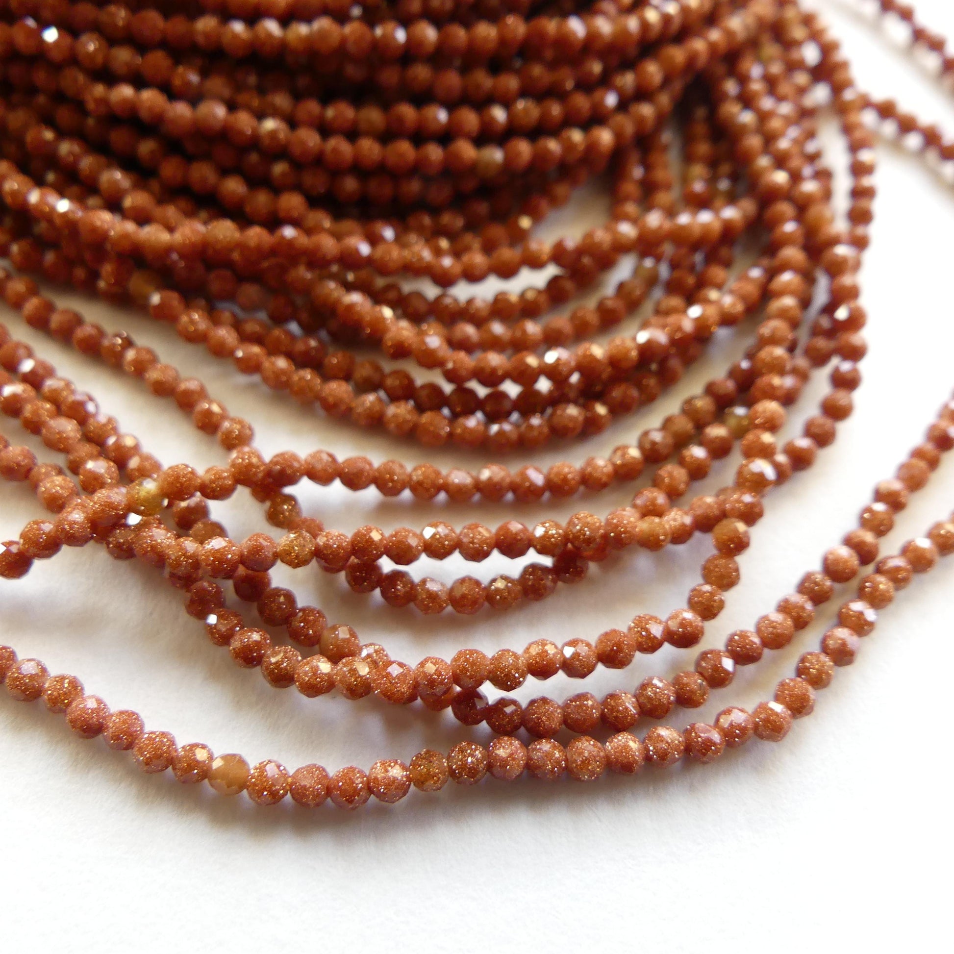 2mm Goldstone Faceted Beads 15" Orange Red Genuine Sparkly Sandstone Gemstone Beads Jewelry Making Beading Craft Gift Self Love Abundance