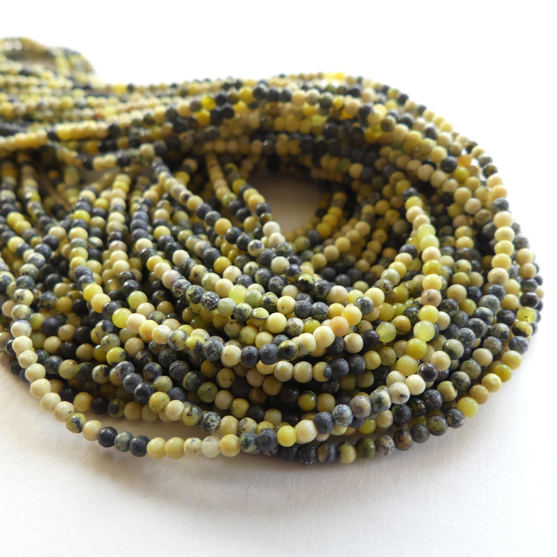 2mm Yellow Serpentine Beads Lizardite Smooth Beads 15" Yellow Genuine Gemstone Beads for Jewelry Making Beading Craft Gift