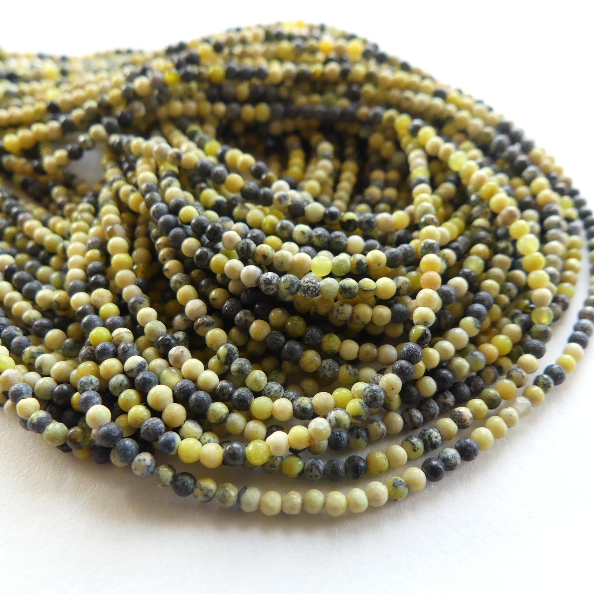 2mm Yellow Serpentine Beads Lizardite Smooth Beads 15" Yellow Genuine Gemstone Beads for Jewelry Making Beading Craft Gift