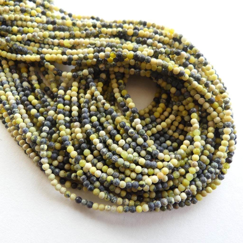 2mm Yellow Serpentine Beads Lizardite Smooth Beads 15" Yellow Genuine Gemstone Beads for Jewelry Making Beading Craft Gift