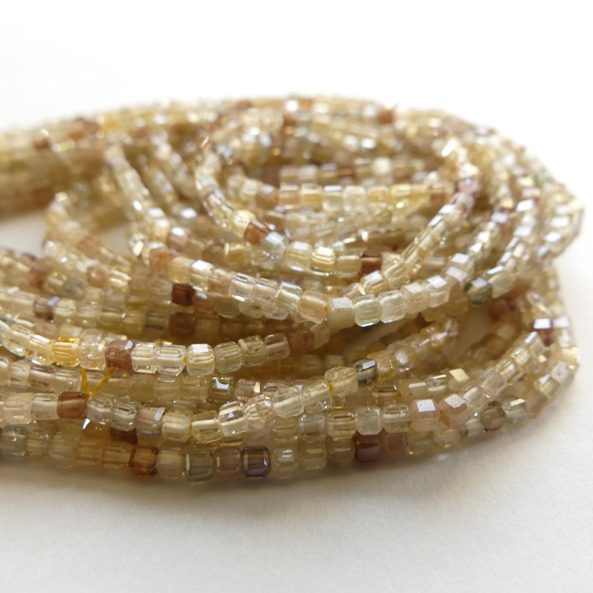 2mm Natural Zircon Micro Faceted Cube Beads Genuine Zircon 15.5" Transparent Sparkly Gemstone Beads for Jewelry Making Beading Gift Crafter