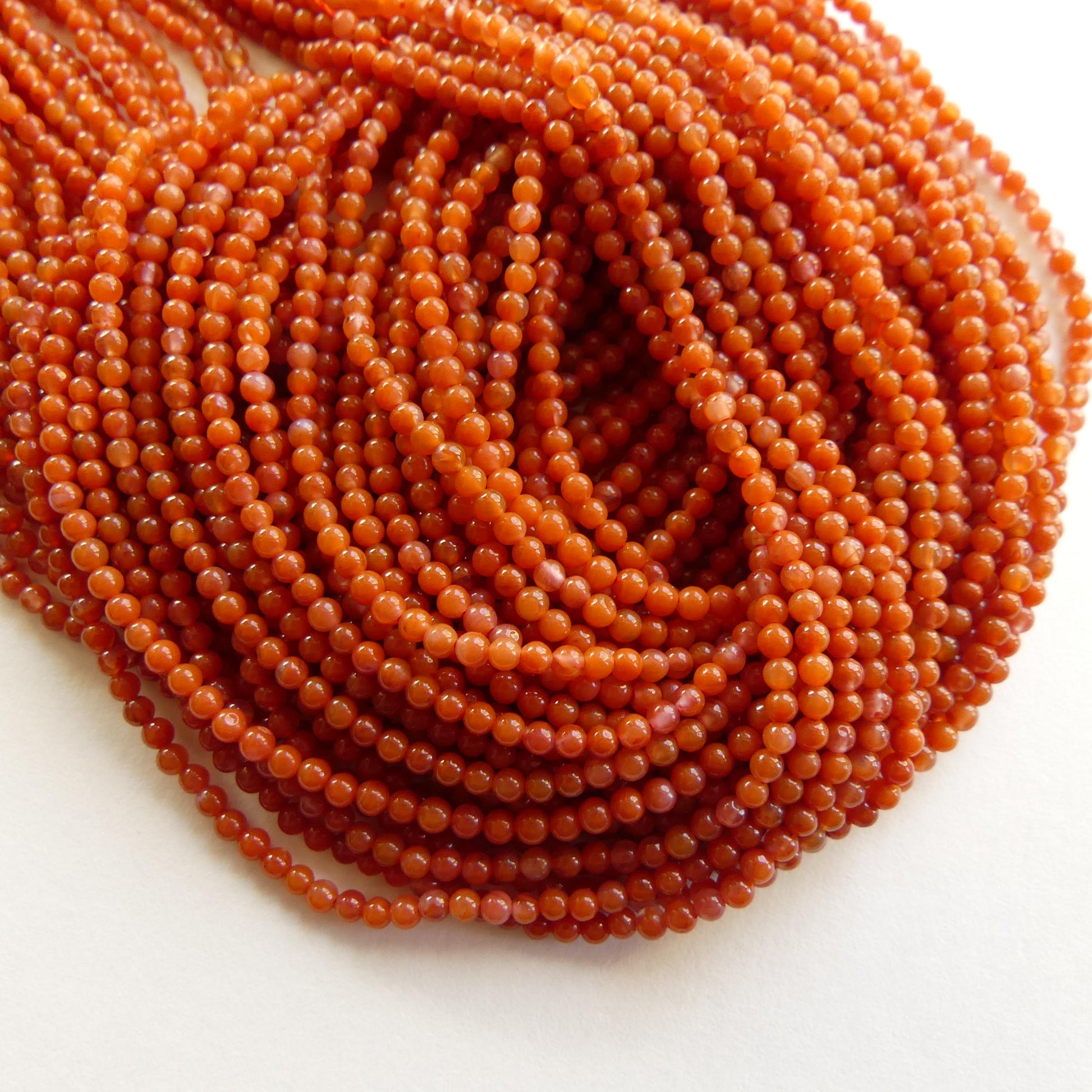 2.5mm Natural AAA Orange Carnelian Smooth Beads 15" Genuine Gemstone Beads for Jewelry Making Beading Craft Gift Beads Self-Love Abundance