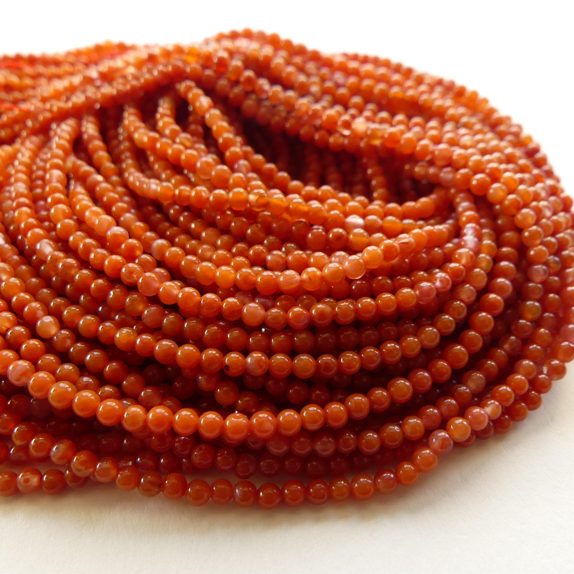 2.5mm Natural AAA Orange Carnelian Smooth Beads 15" Genuine Gemstone Beads for Jewelry Making Beading Craft Gift Beads Self-Love Abundance