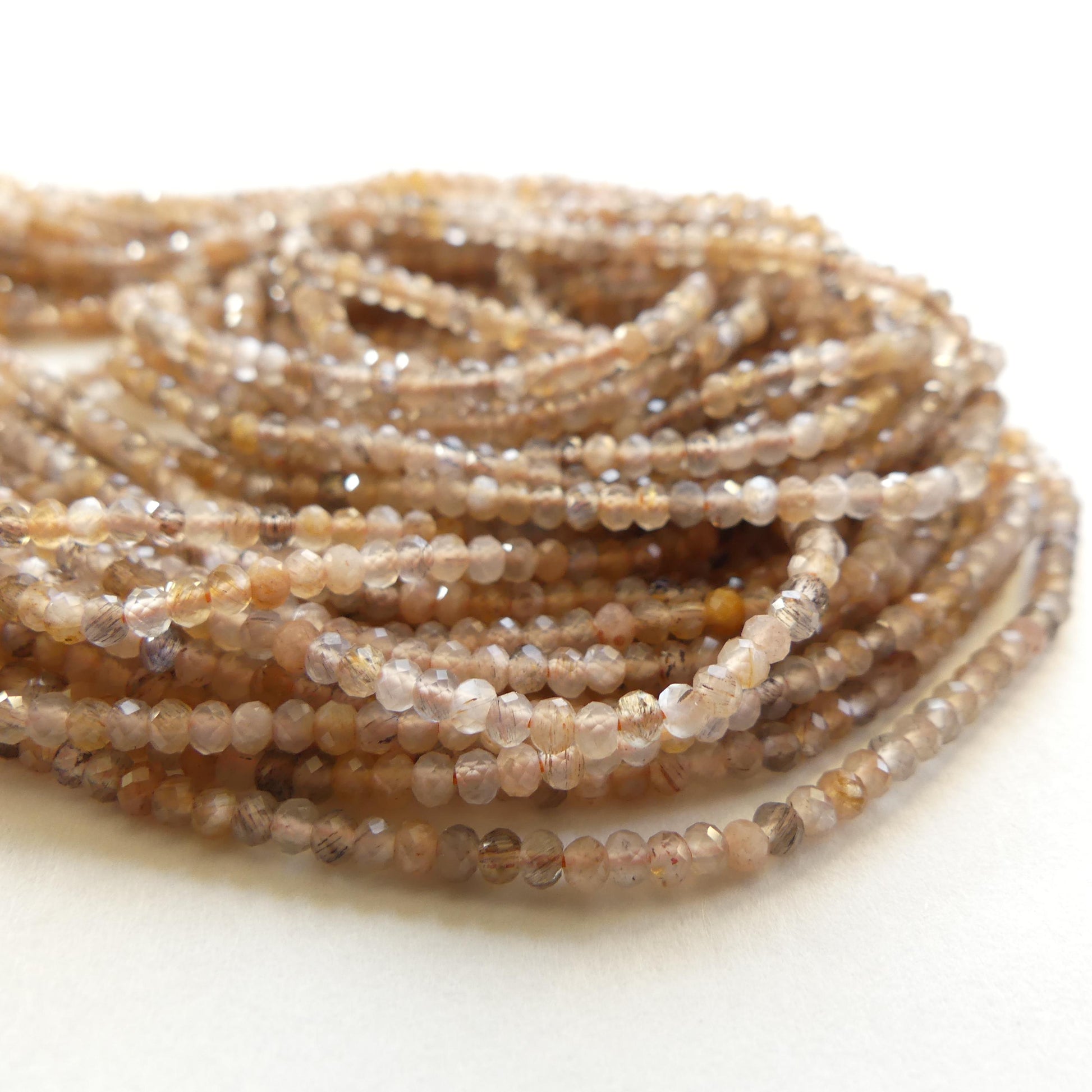 2mm Natural Multi Sunstone Faceted Rondel Beads 15" Genuine Gemstone Beads for Jewelry Making Beading Craft Gift Beads Self-Love Abundance