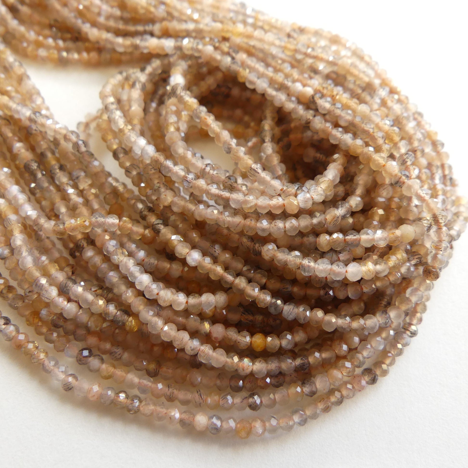 2mm Natural Multi Sunstone Faceted Rondel Beads 15" Genuine Gemstone Beads for Jewelry Making Beading Craft Gift Beads Self-Love Abundance