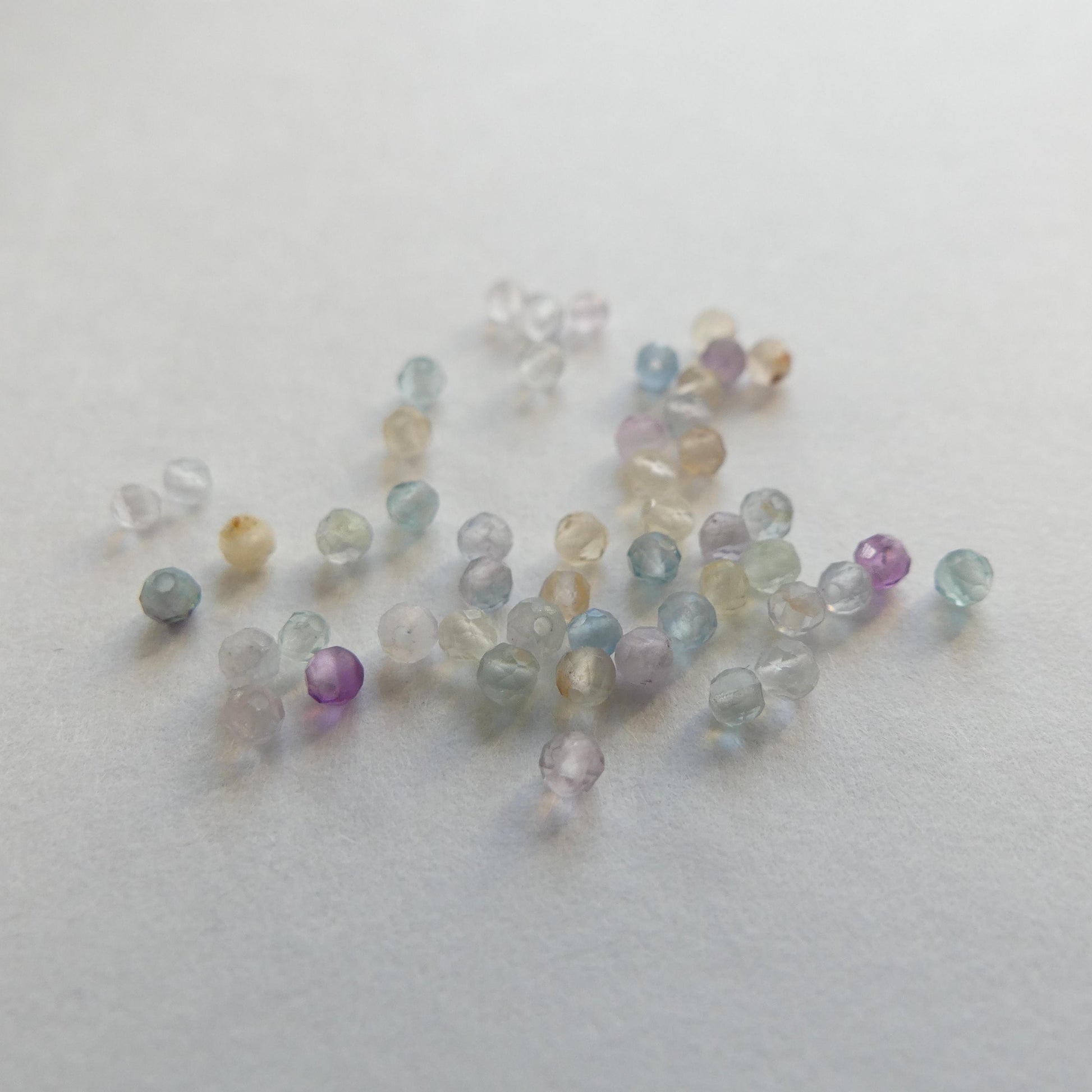 2mm Multi Fluorite Micro Faceted Beads 15" Multi Color Genuine Gemstone Tiny Small Beads for Jewelry Making Beading Craft Gift