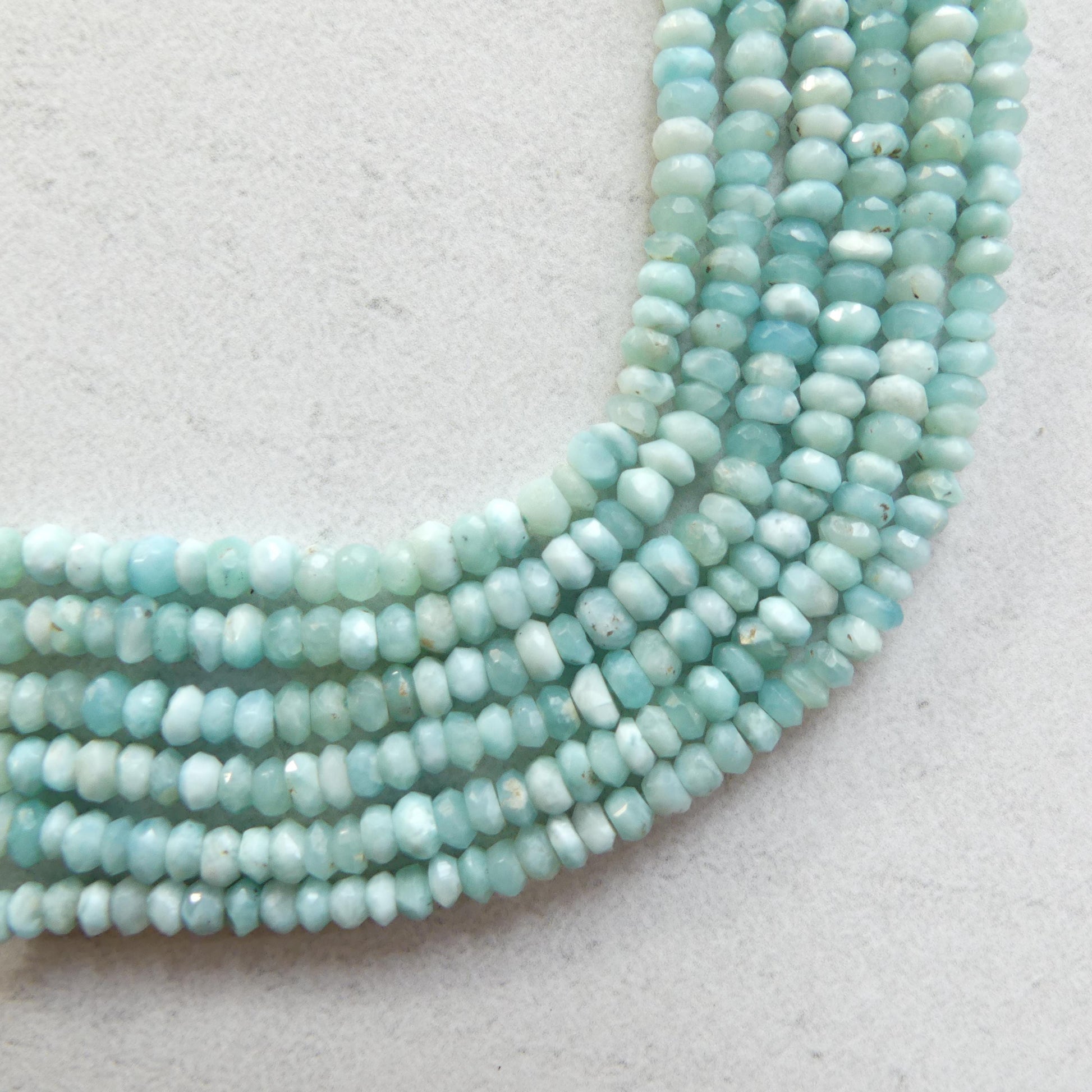 3.5mm 4mm Larimar Faceted Rondelle Beads 6" Dominican Larimar Genuine Gemstone Beads for Jewelry Making Beading Craft Gift Beads