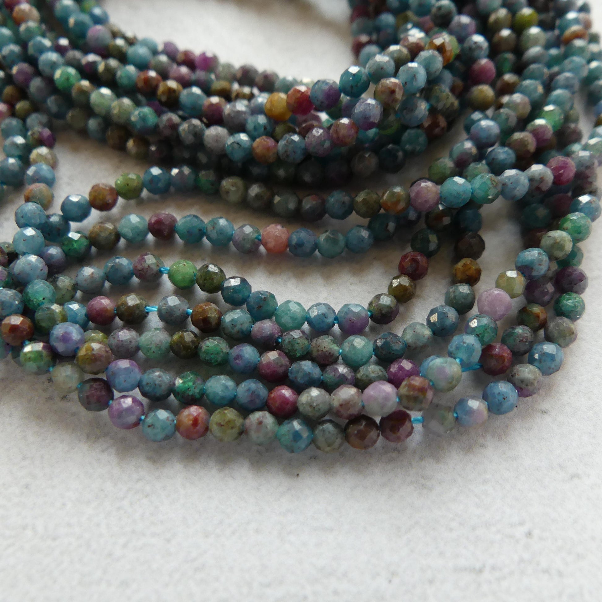 2.5mm Ruby in Kyanite Beads Micro Faceted Beads 15" Colorful Gemstone Beads Beading Crafter Gift