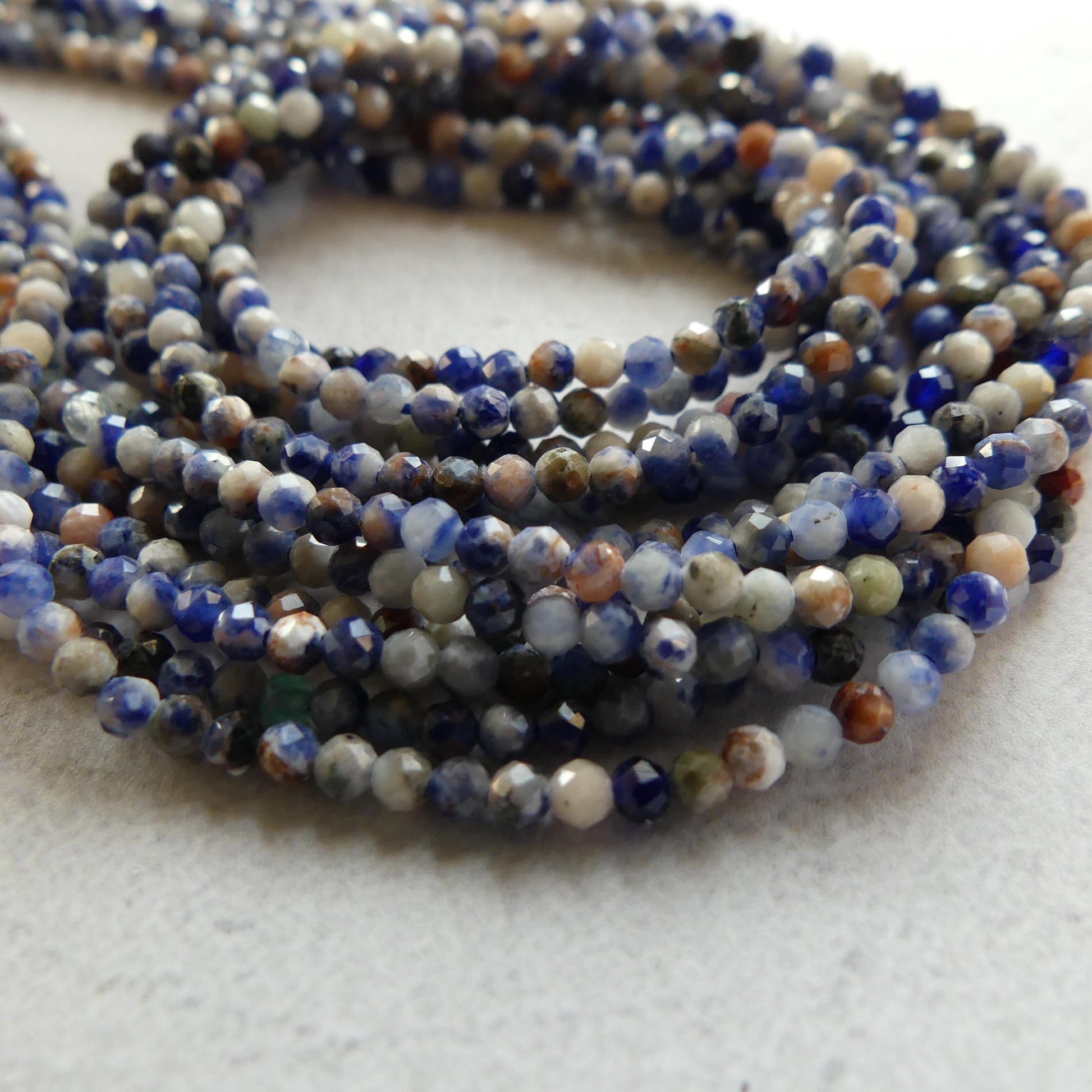 2mm Sunset Sodalite Faceted Beads 15" Blue and Orange Sodalite Genuine Gemstone Beads for Jewelry Making Beading Craft Gift Beads