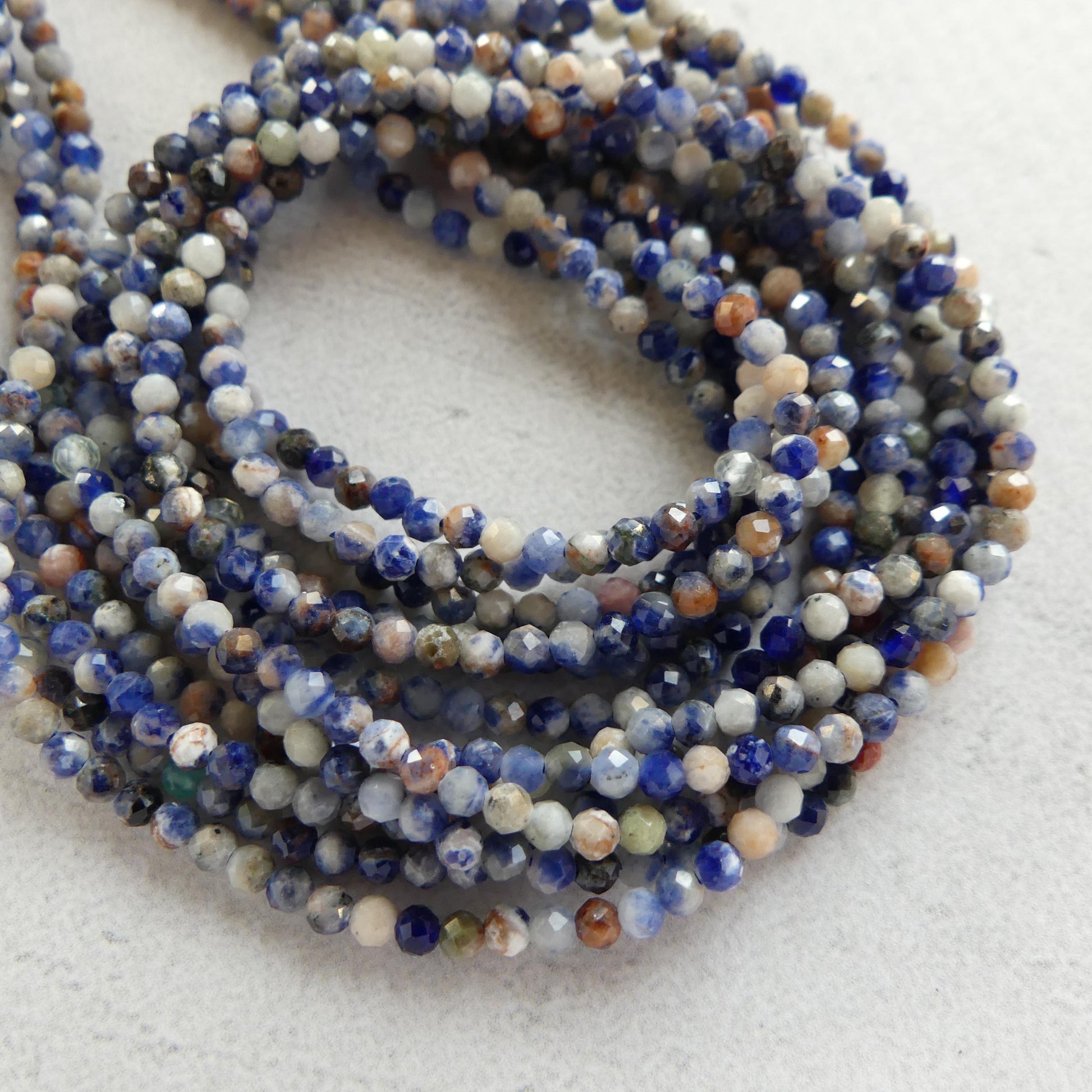 2mm Sunset Sodalite Faceted Beads 15" Blue and Orange Sodalite Genuine Gemstone Beads for Jewelry Making Beading Craft Gift Beads