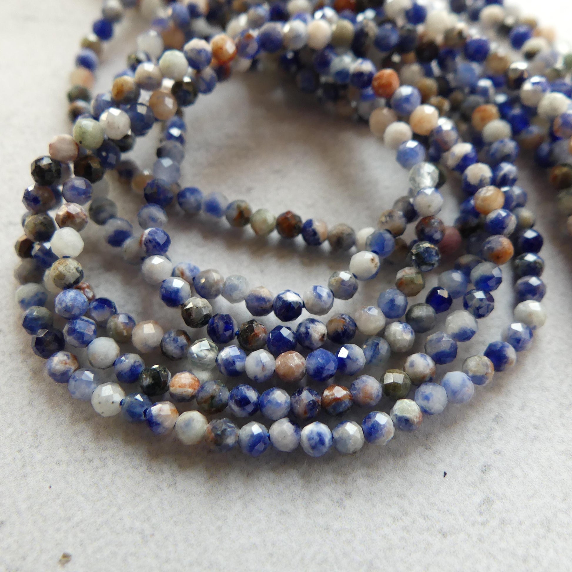 2mm Sunset Sodalite Faceted Beads 15" Blue and Orange Sodalite Genuine Gemstone Beads for Jewelry Making Beading Craft Gift Beads