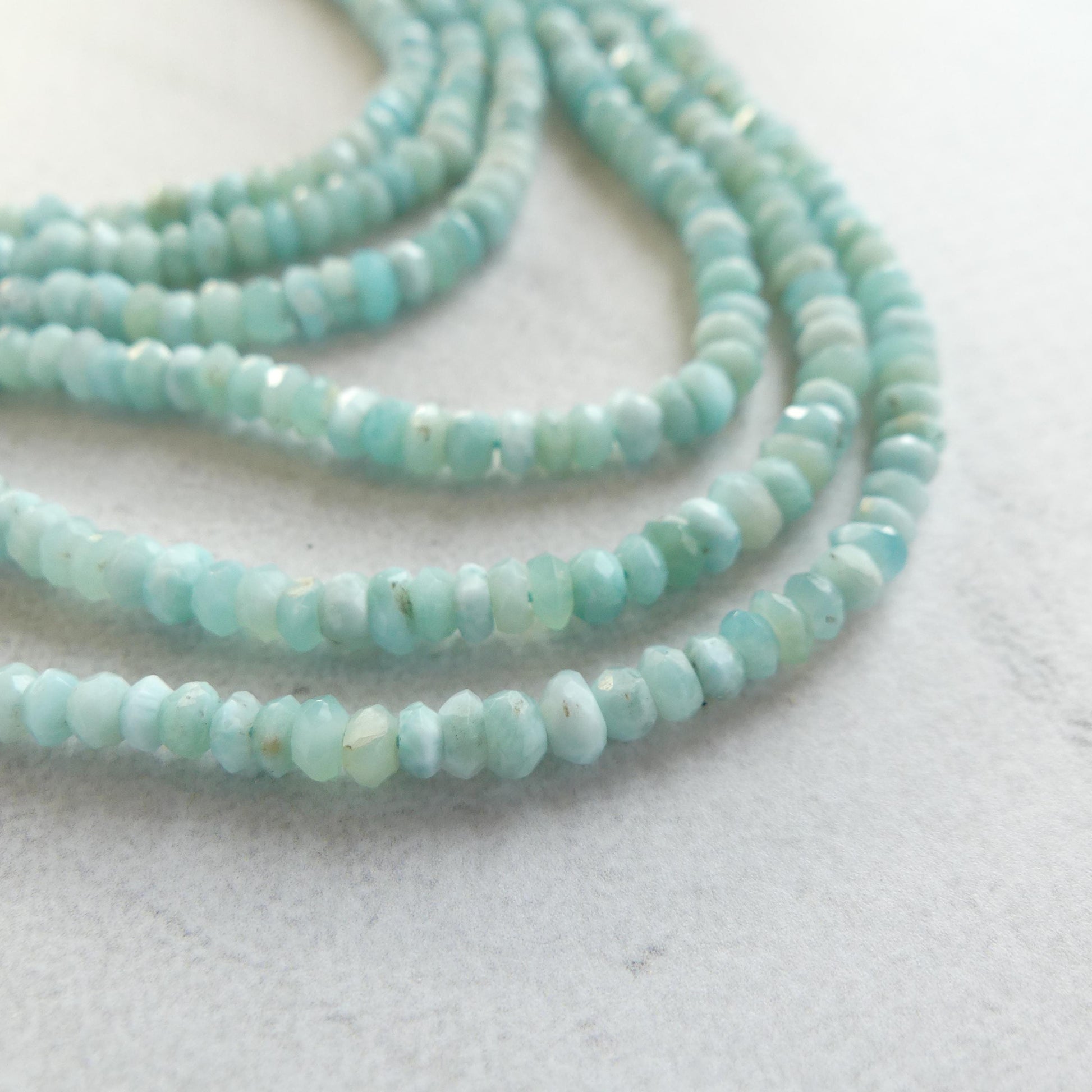 3.5mm 4mm Larimar Faceted Rondelle Beads 6" Dominican Larimar Genuine Gemstone Beads for Jewelry Making Beading Craft Gift Beads