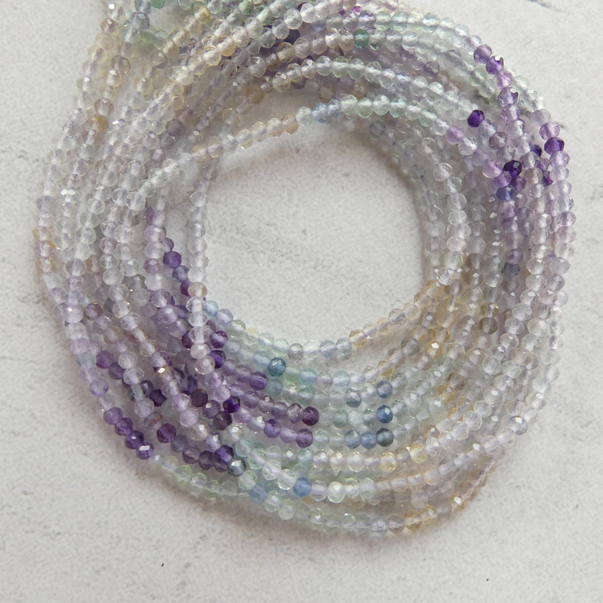 2mm Multi Fluorite Micro Faceted Beads 15" Multi Color Genuine Gemstone Tiny Small Beads for Jewelry Making Beading Craft Gift
