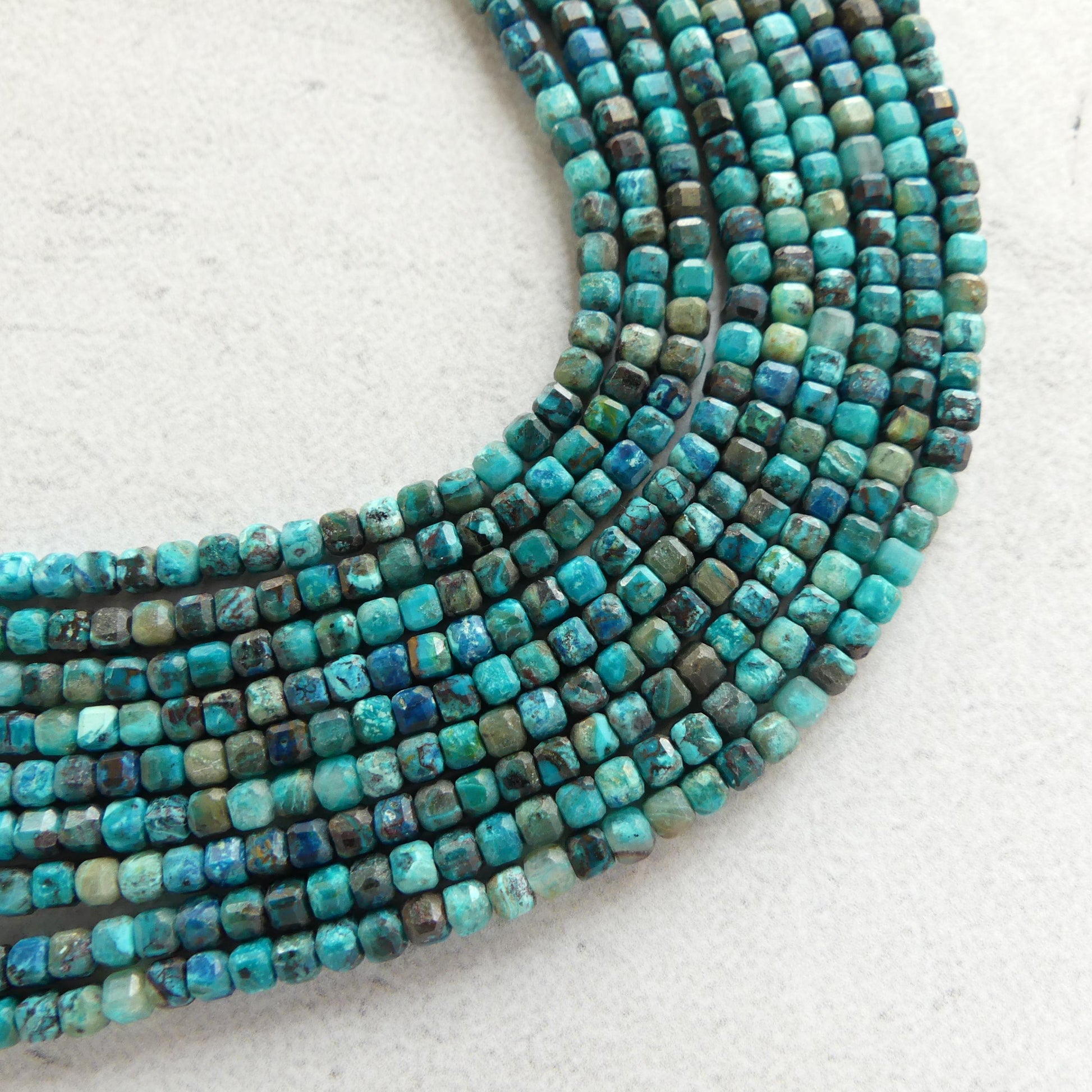 2mm Chrysocolla Cube Beads Micro Faceted 15" Chrysocolla Gemstone Beads Beading Crafter Gift DIY Jewelry making