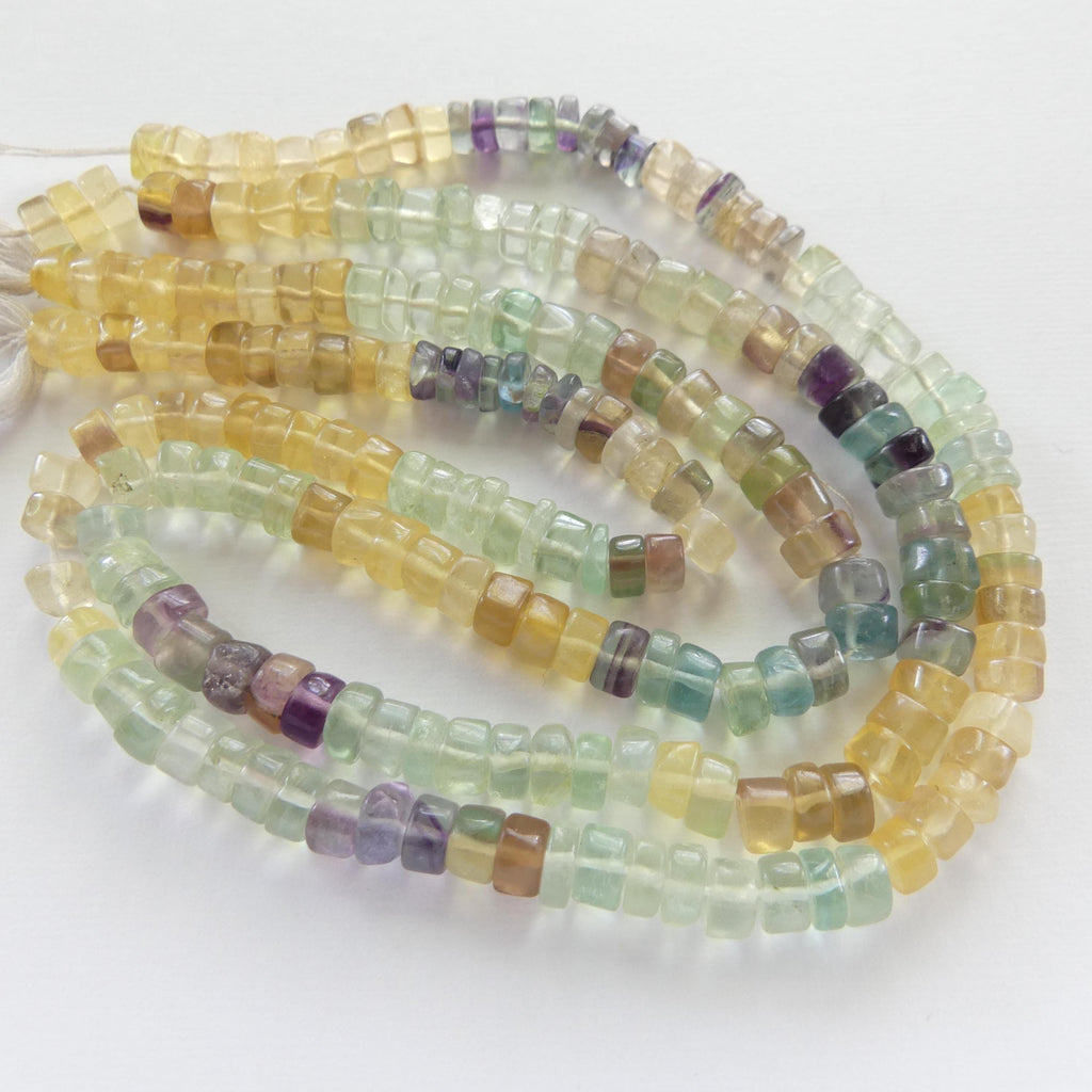 6mm AAA Multi Fluorite Tyre Beads Heishi 14" Multi Color Fluorite Genuine Gemstone Beads for Jewelry Making Beading Craft Gift Beads