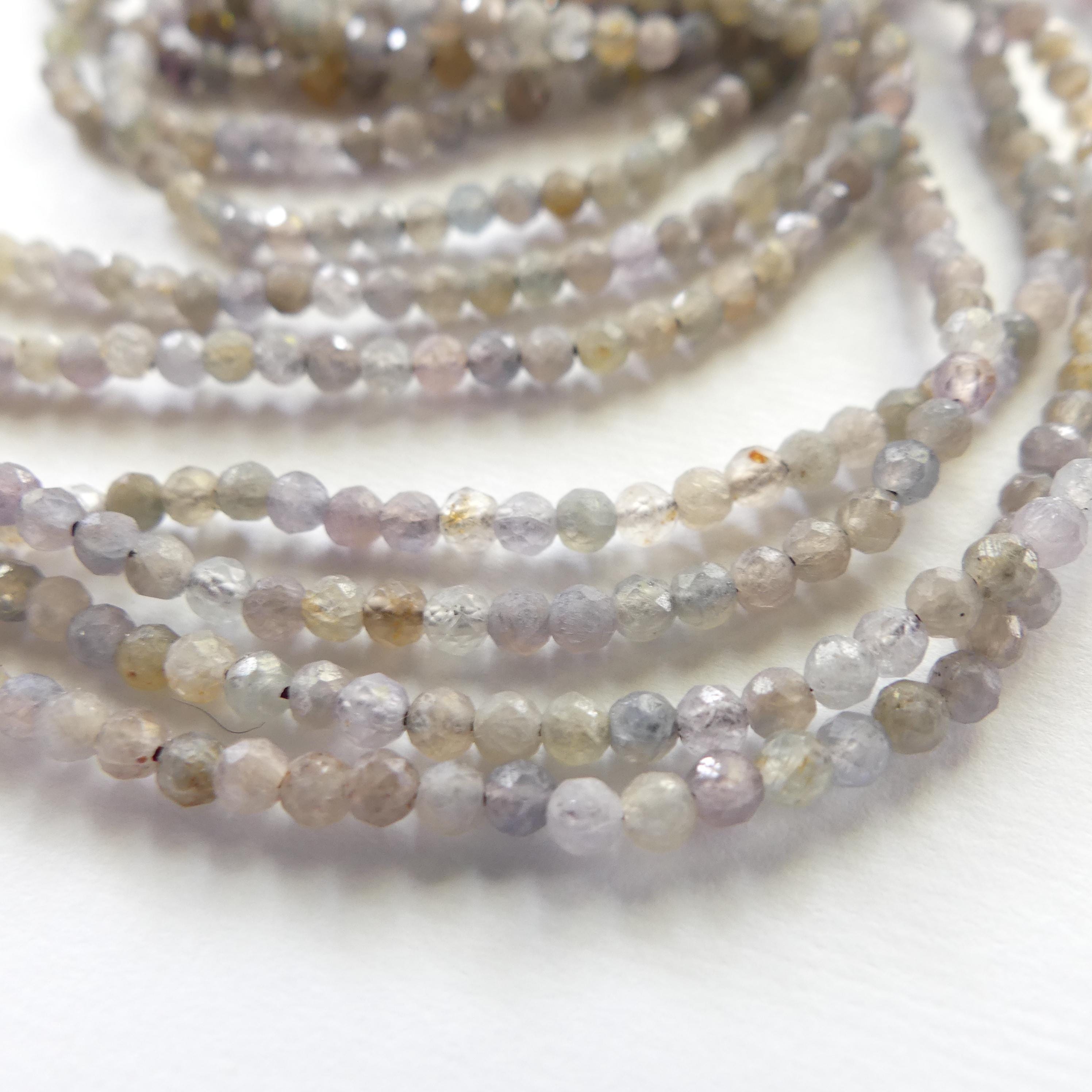 2.5mm Montana Sapphire Beads Faceted 15" Raw Gray Sapphire Genuine Gemstone Beads Jewelry Making Beading Craft Gift September Birthstone
